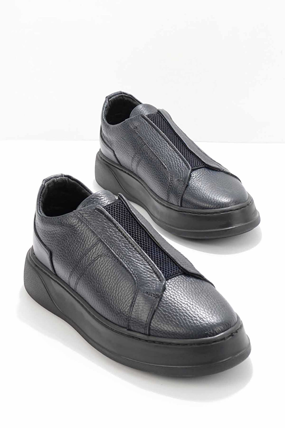 Lacivert Hakiki Deri Erkek Sneaker E01323018040