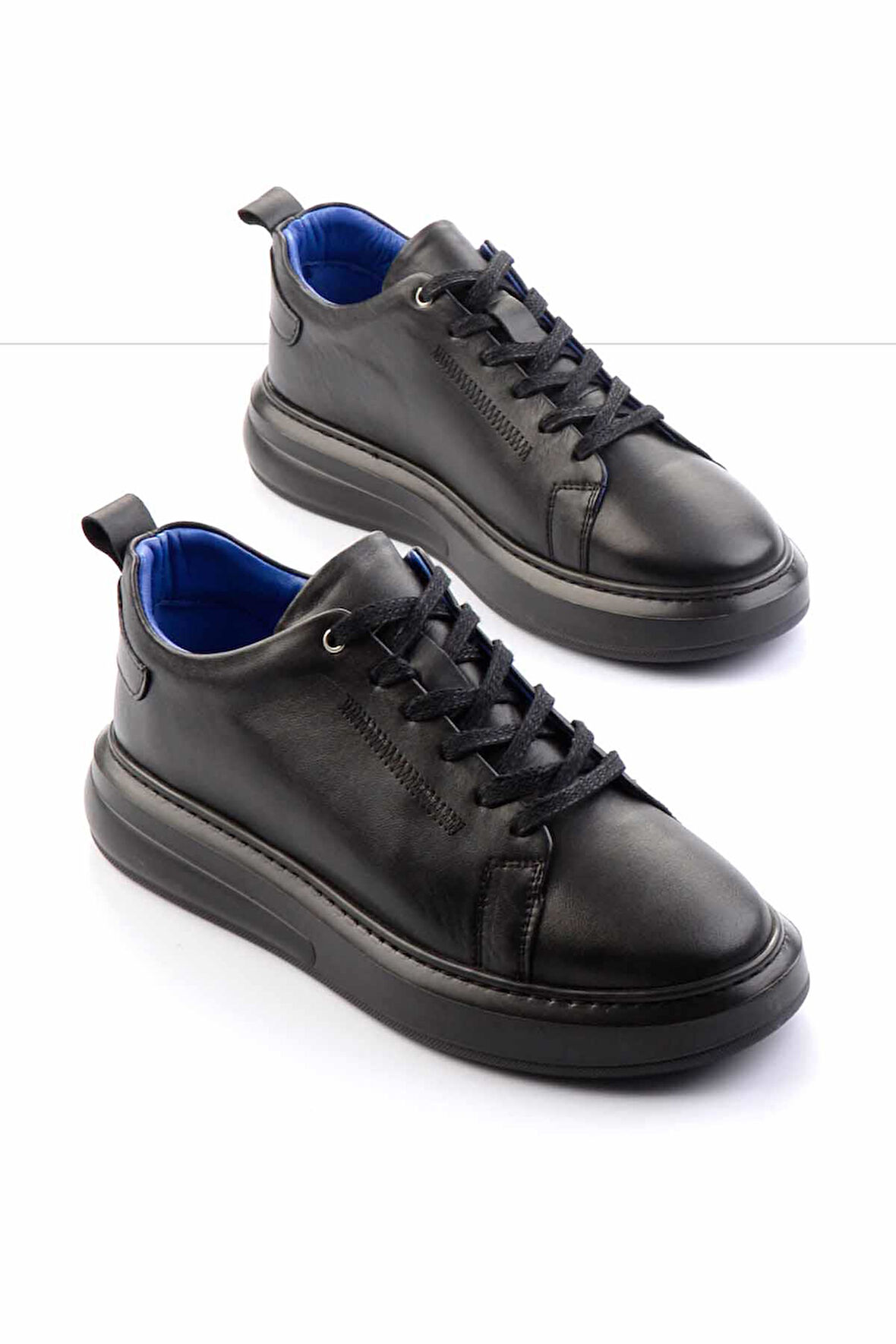 Siyah Hakiki Deri Erkek Sneaker E01396031703