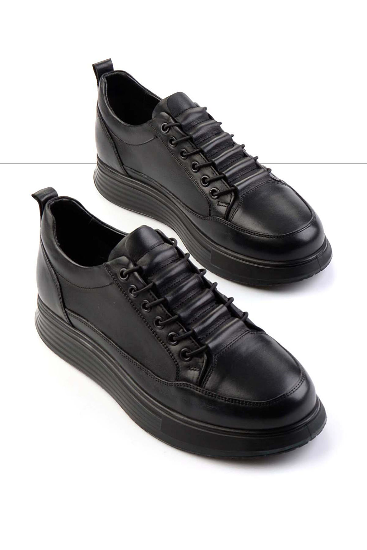 Siyah Hakiki Deri Erkek Sneaker E01398085503