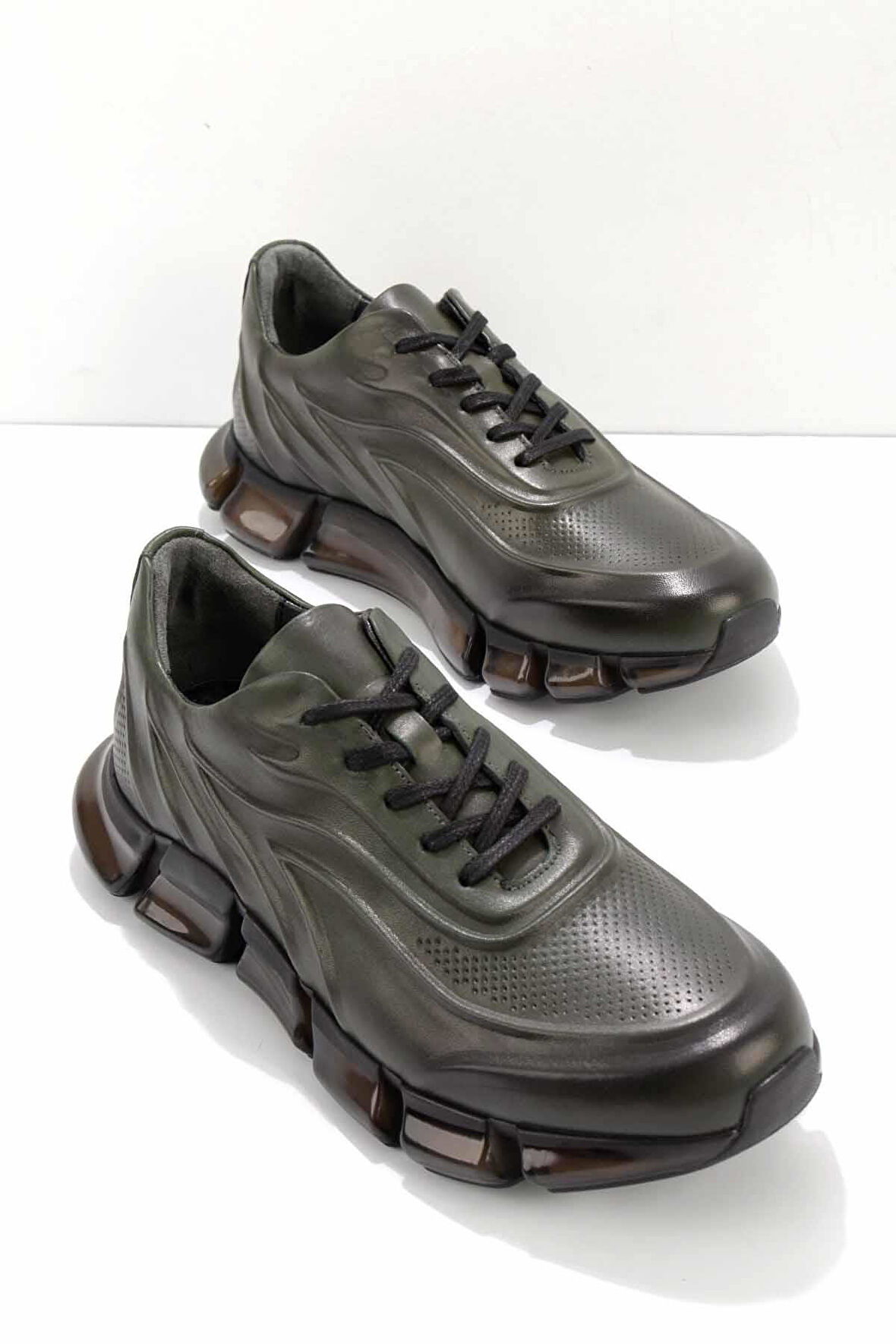 Haki Hakiki Deri Erkek Sneaker E01556093003