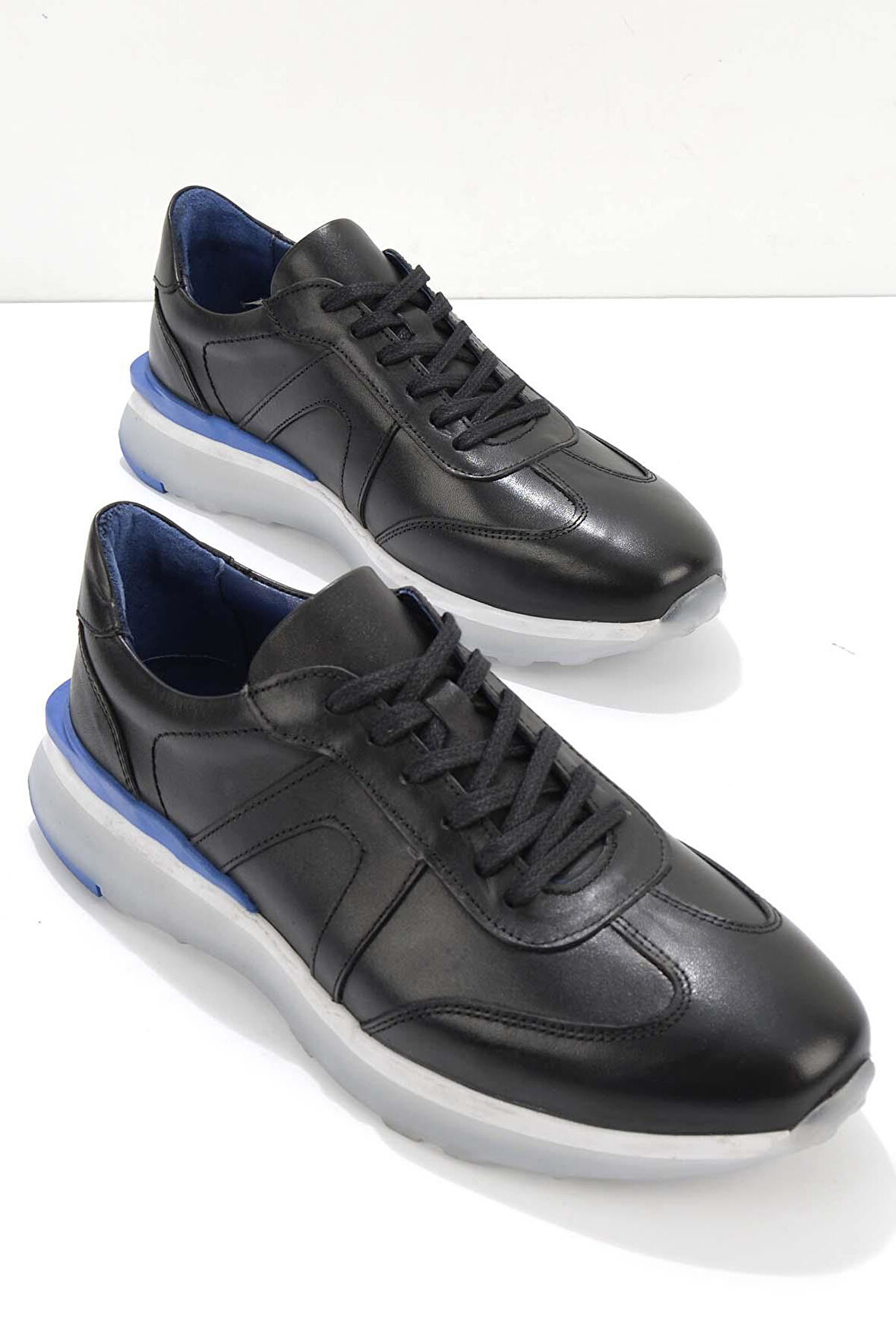 Siyah Hakiki Deri Erkek Sneaker E01556092203