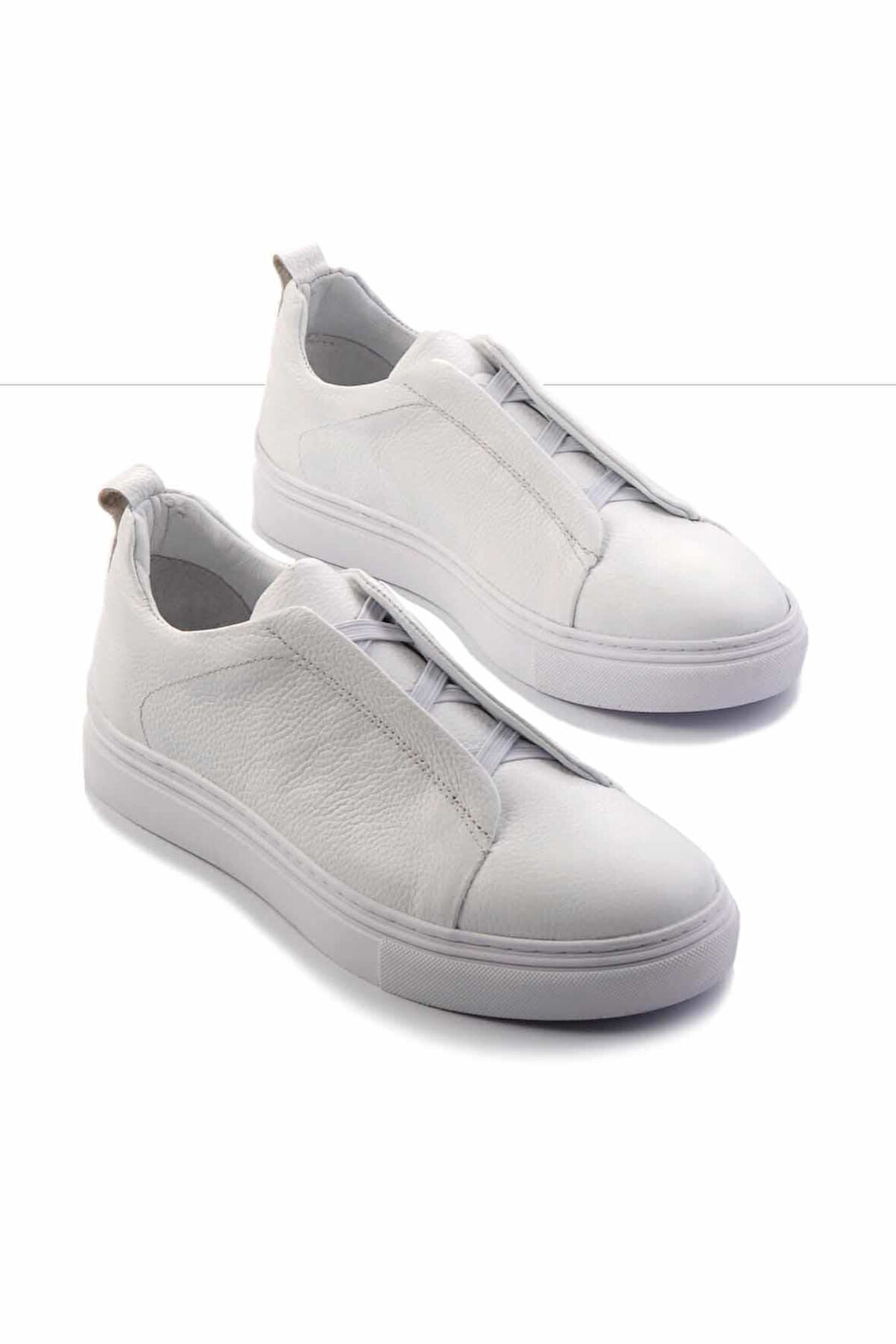Beyaz Hakiki Deri Erkek Sneaker E01585712803