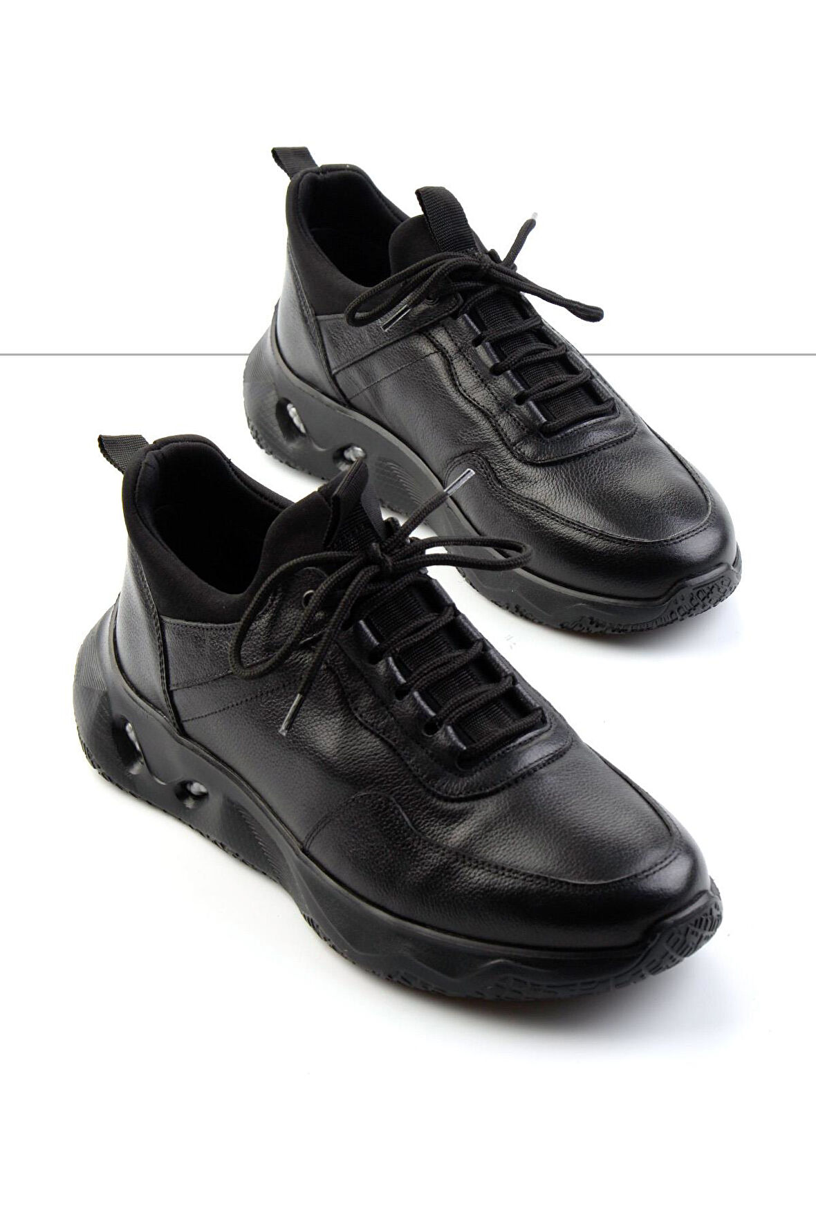 Siyah Hakiki Deri Erkek Sneaker E01589463303