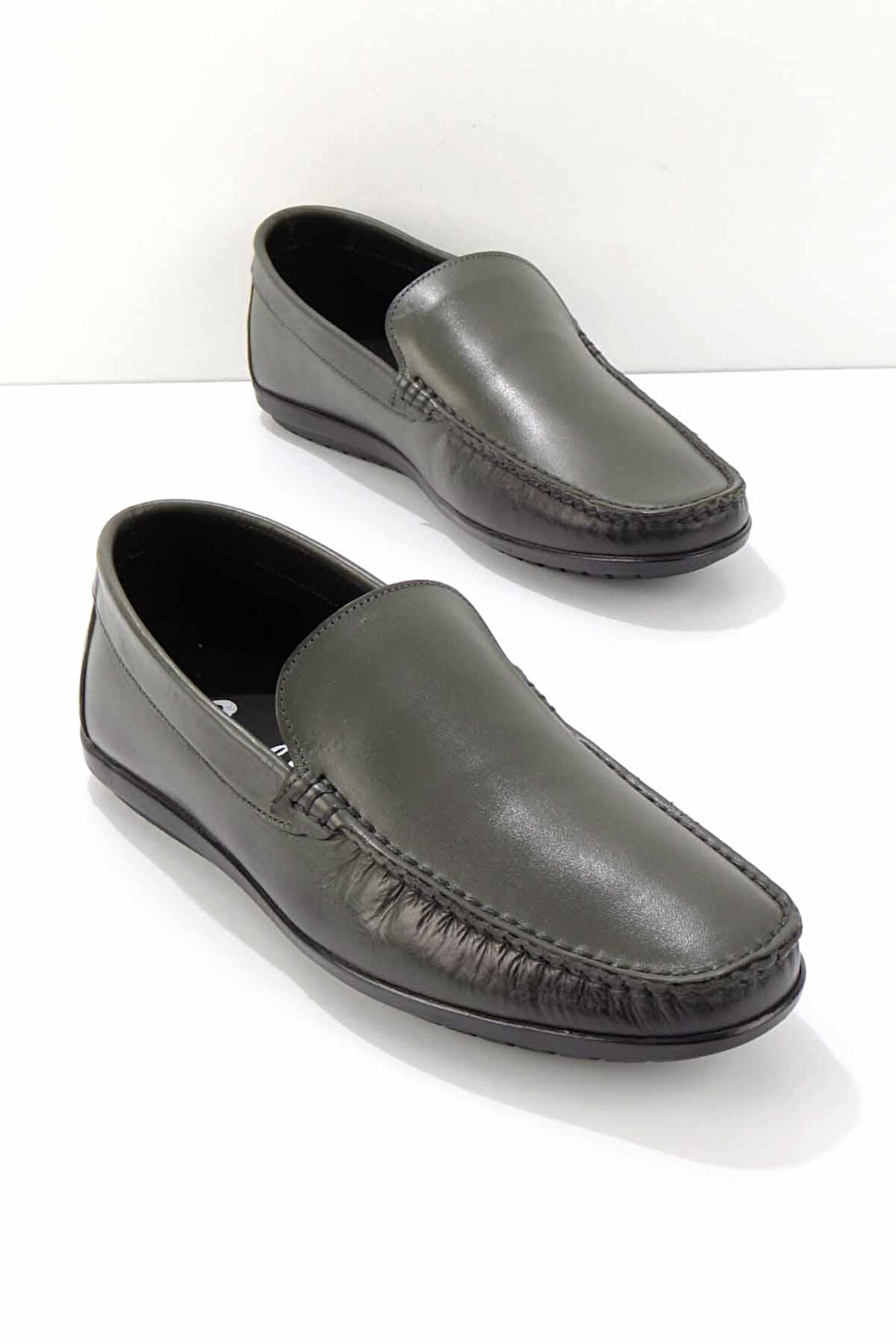 Haki Hakiki Deri Erkek Loafer Ayakkabı E01728360203