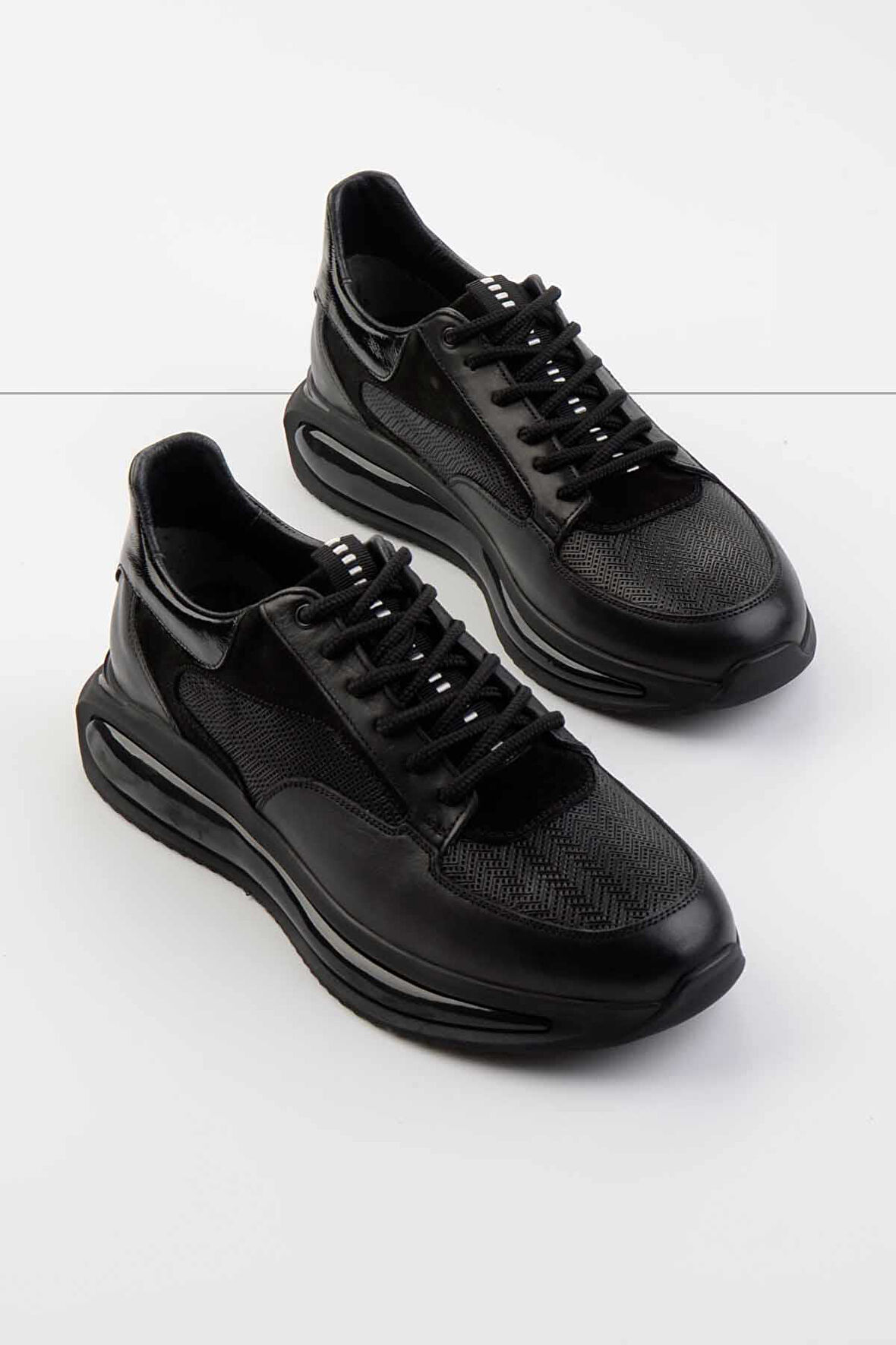 Siyah Hakiki Deri Erkek Sneaker E01958172803