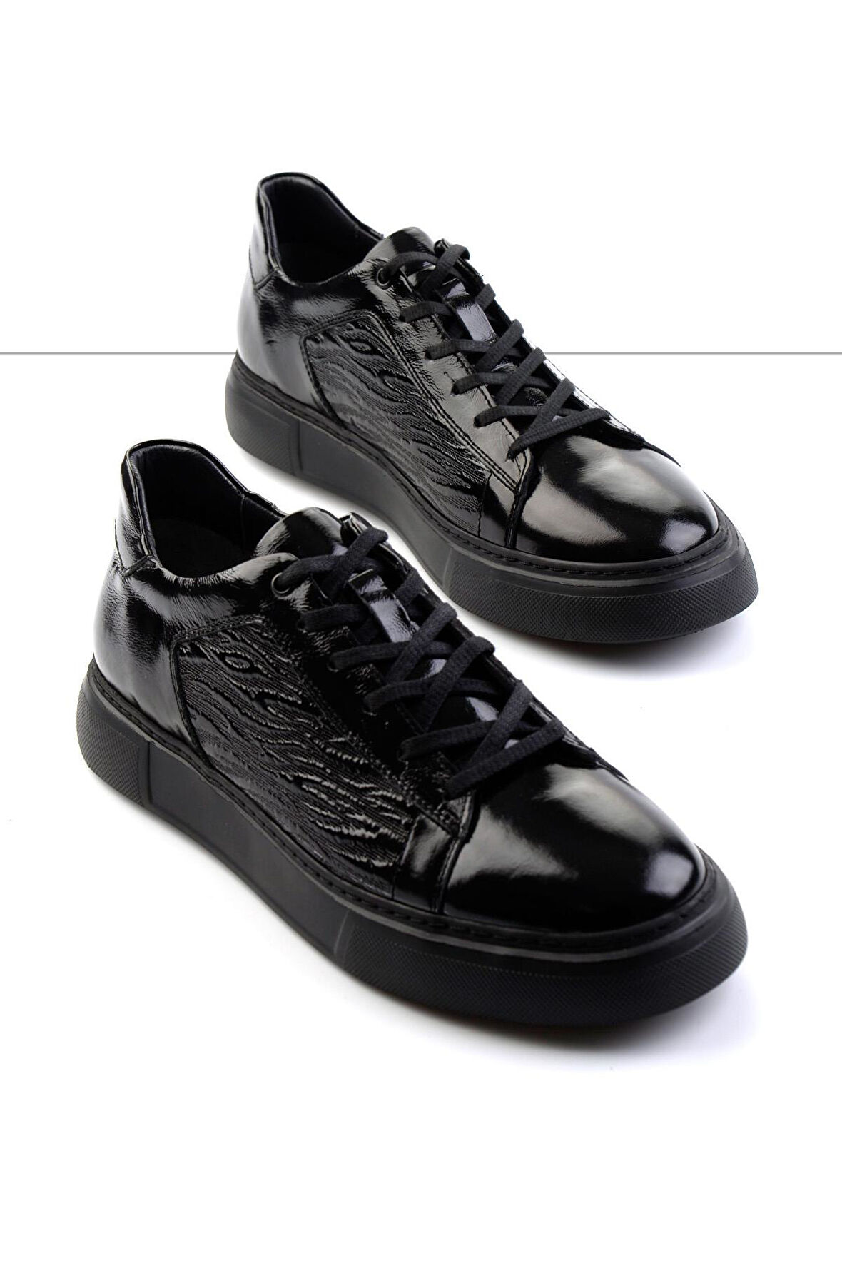 Siyah Rugan Hakiki Deri Erkek Sneaker E01958172008