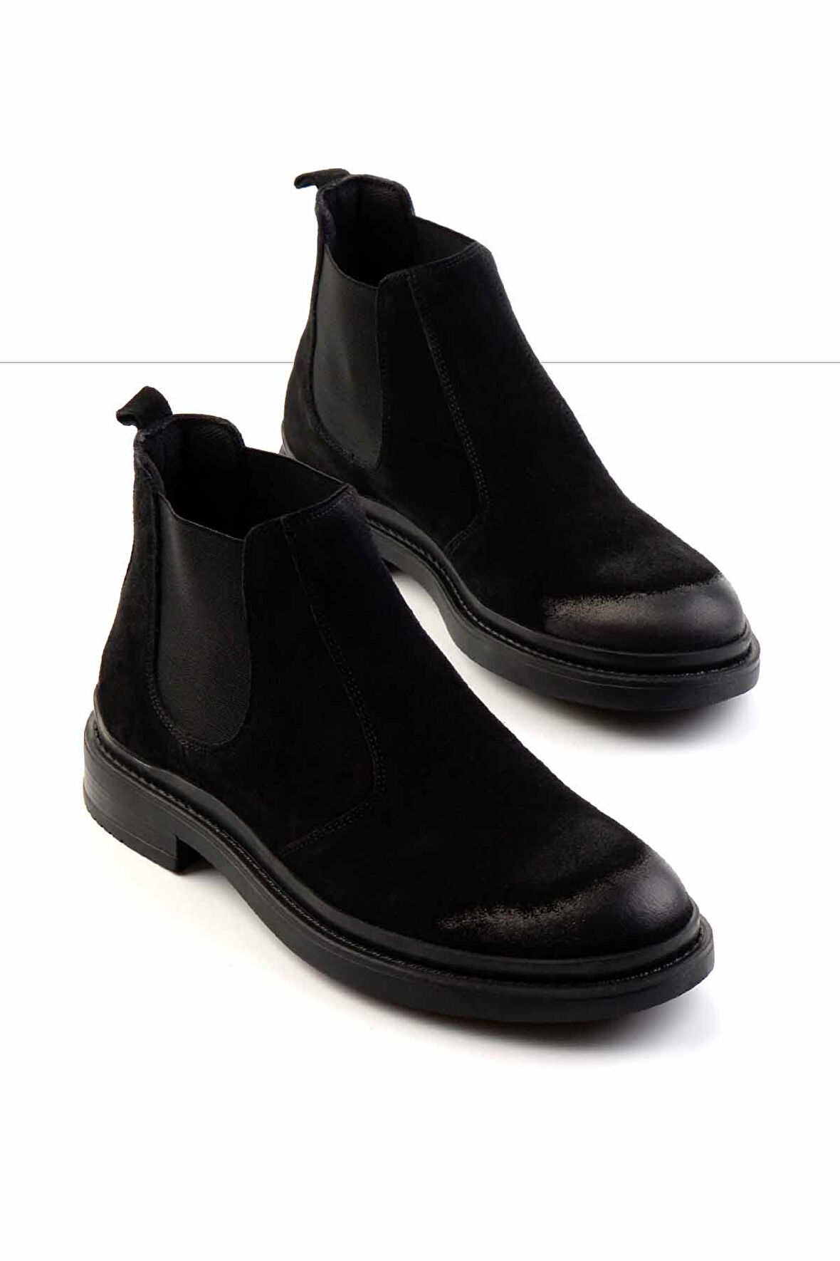 Siyah Süet Hakiki Deri Erkek Bot & Bootie E02442055002