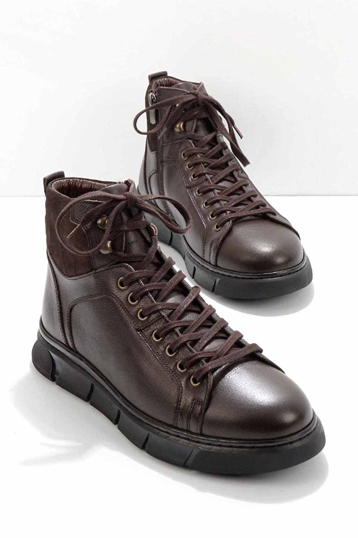 Kahve Hakiki Deri Erkek Bot & Bootie E02759095703