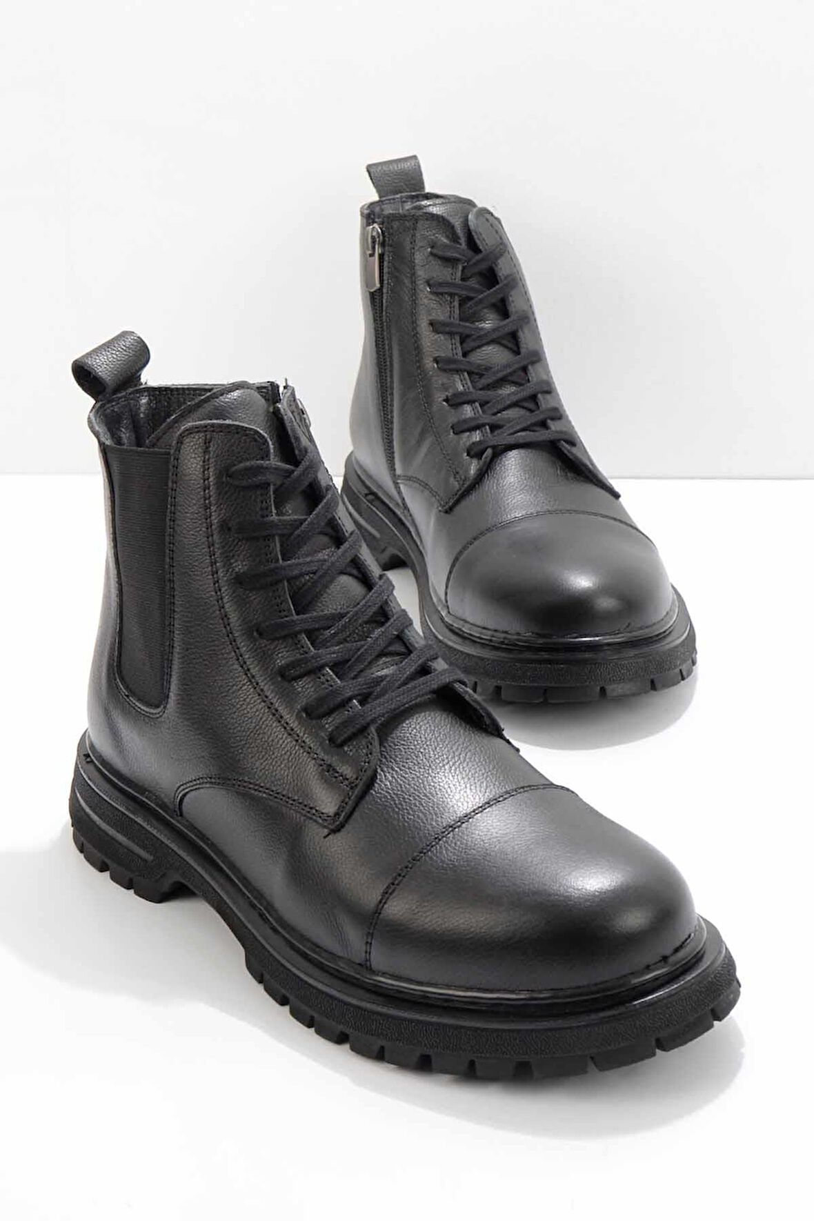 Siyah Hakiki Deri Erkek Bot & Bootie E02759974103