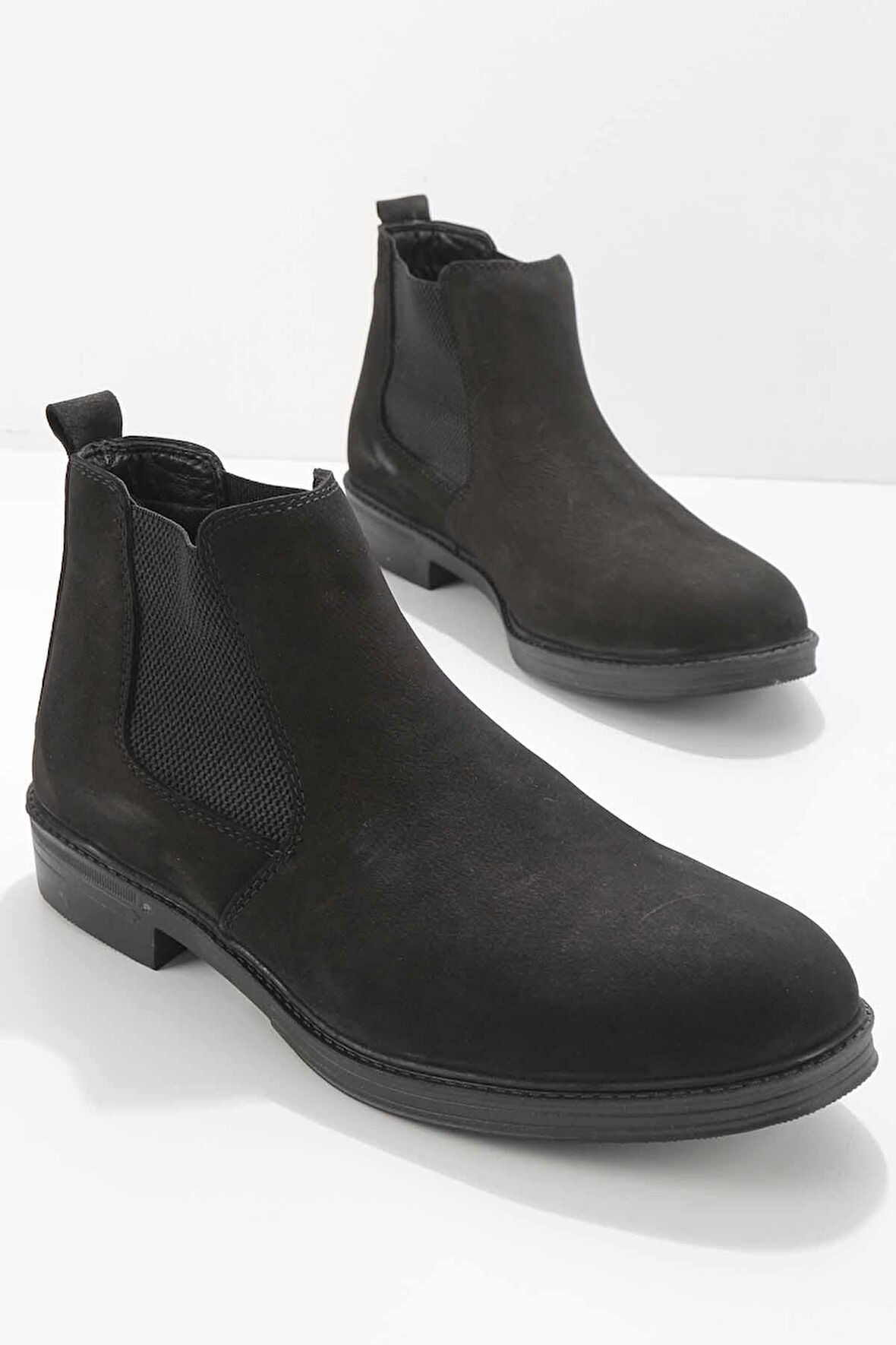 Siyah Nubuk Hakiki Deri Erkek Bot & Bootie E02863312101