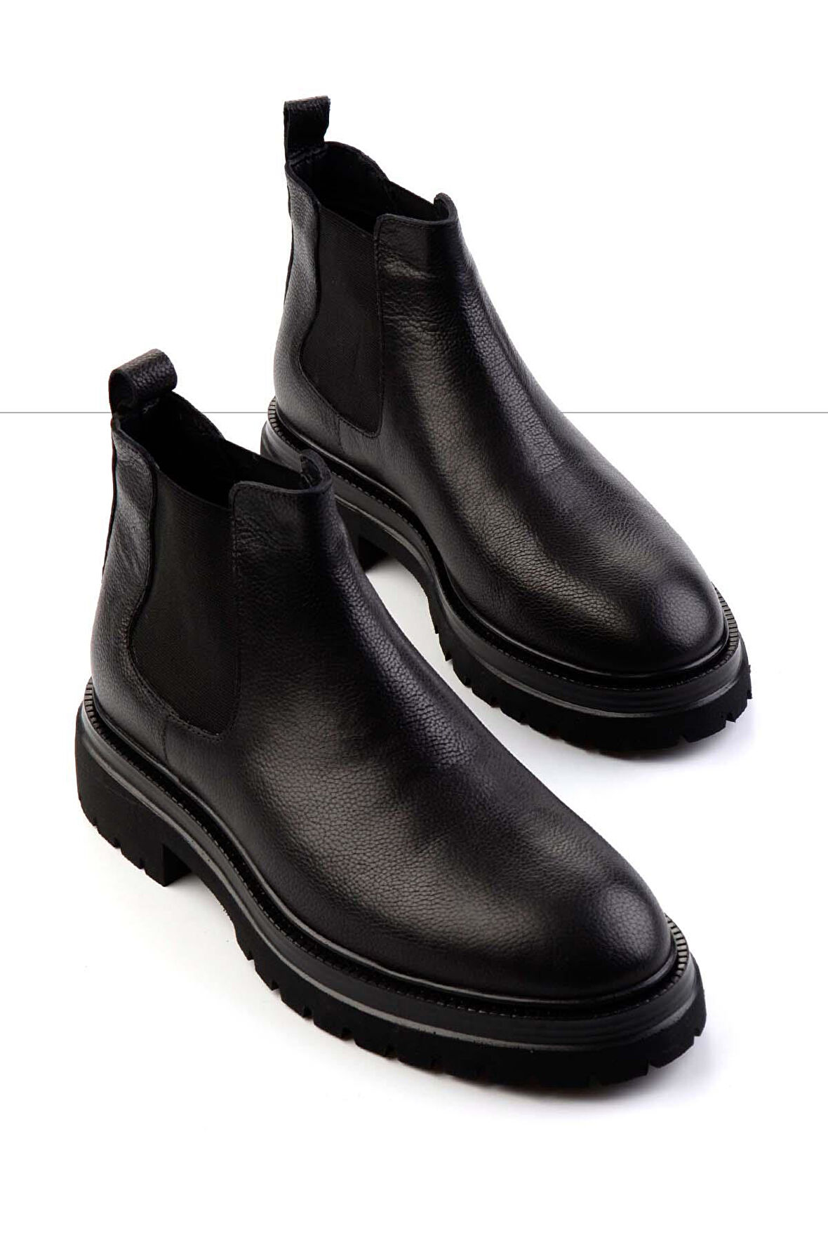 Siyah Hakiki Deri Erkek Bot & Bootie E02958135303