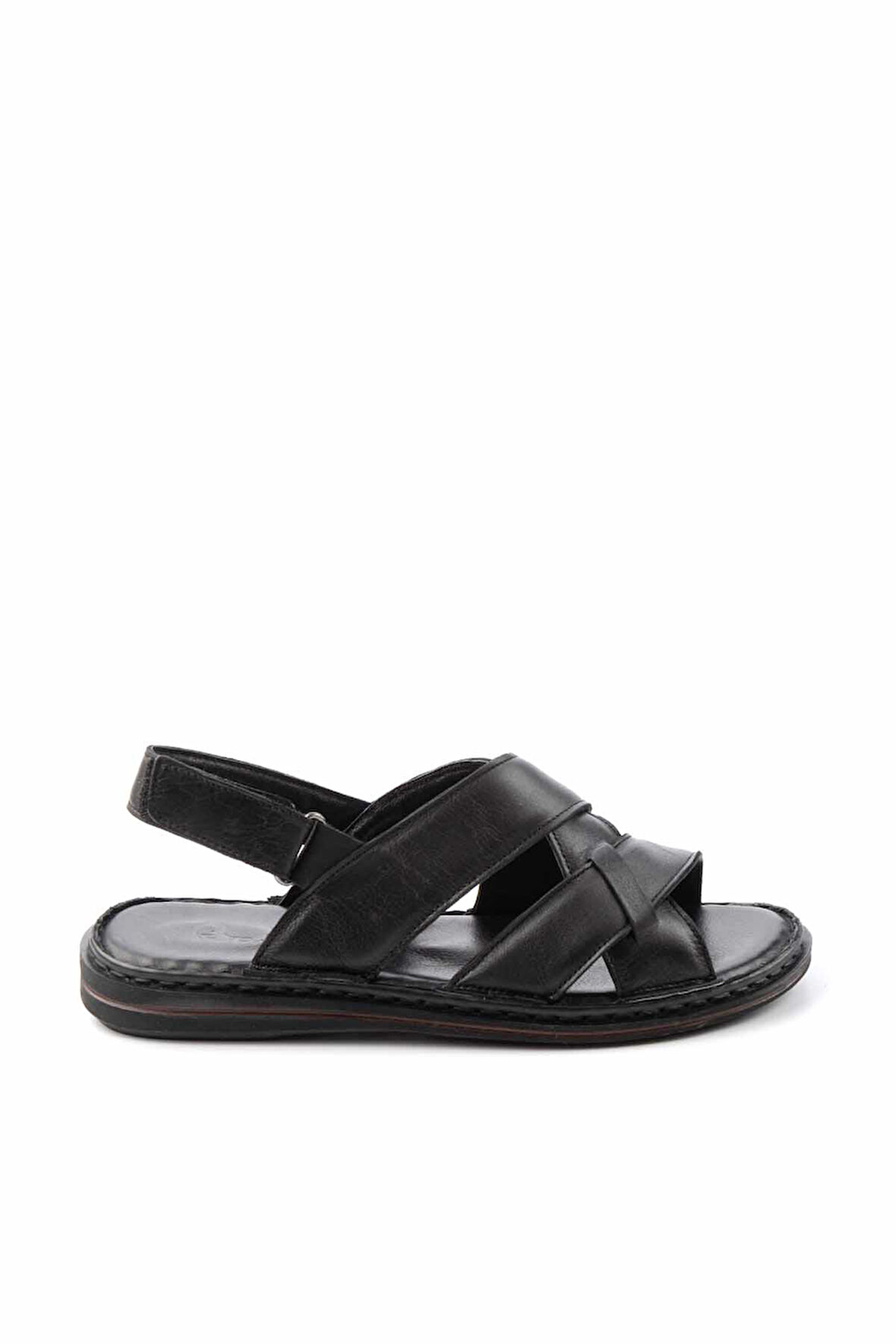 Siyah Hakiki Deri Erkek Sandalet E05804024103