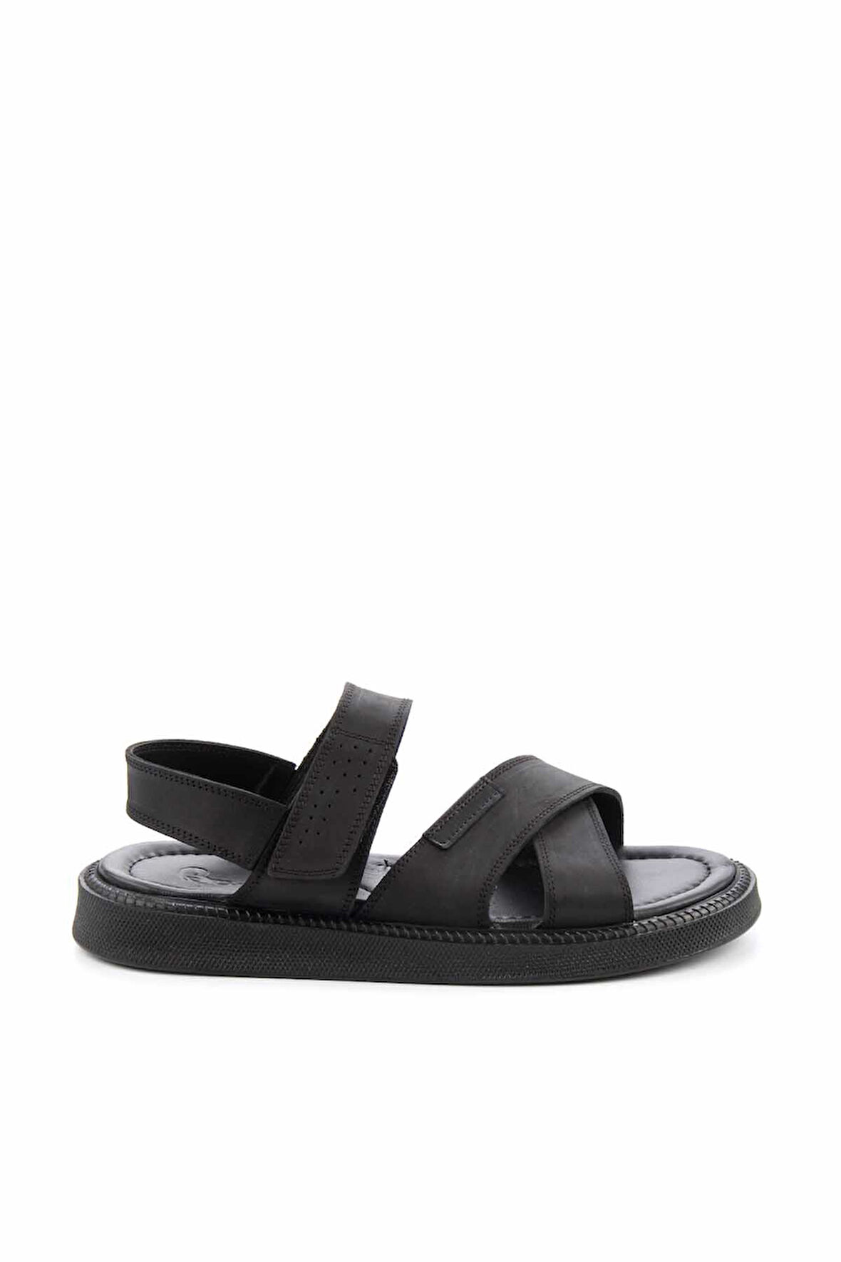 Siyah Hakiki Deri Erkek Sandalet E05801306003