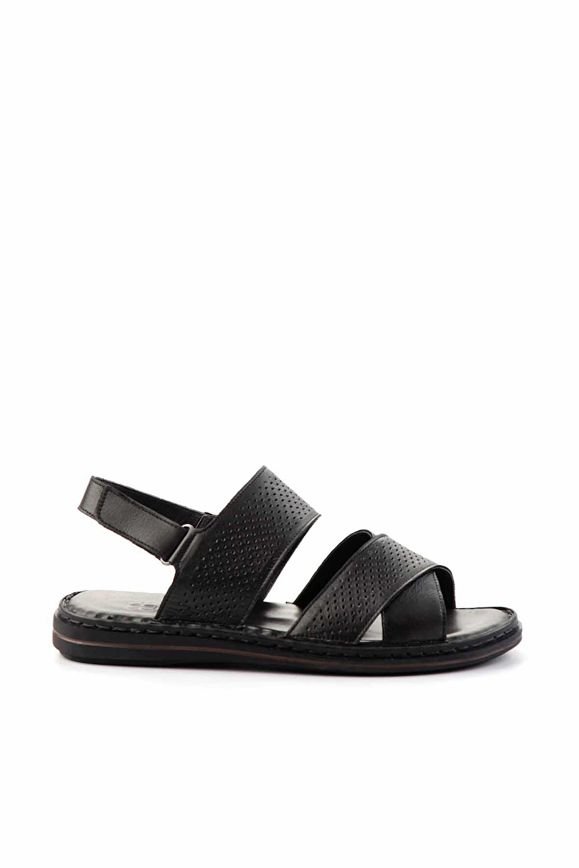 Siyah Leather Erkek Sandalet E05804022043