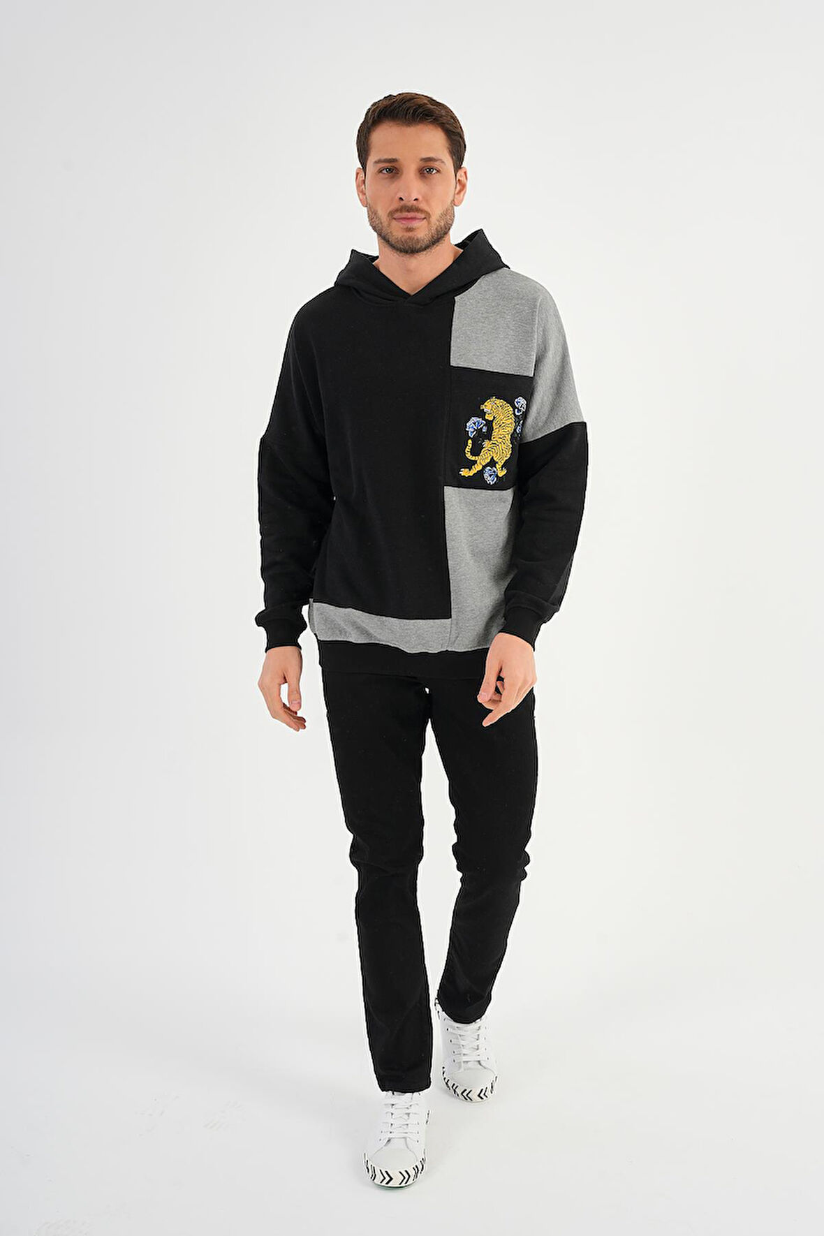 ALEXANDERGARDI OVERSİZE RENK BLOKLU KAPÜŞONLU SWEATSHIRT (E20-152703)