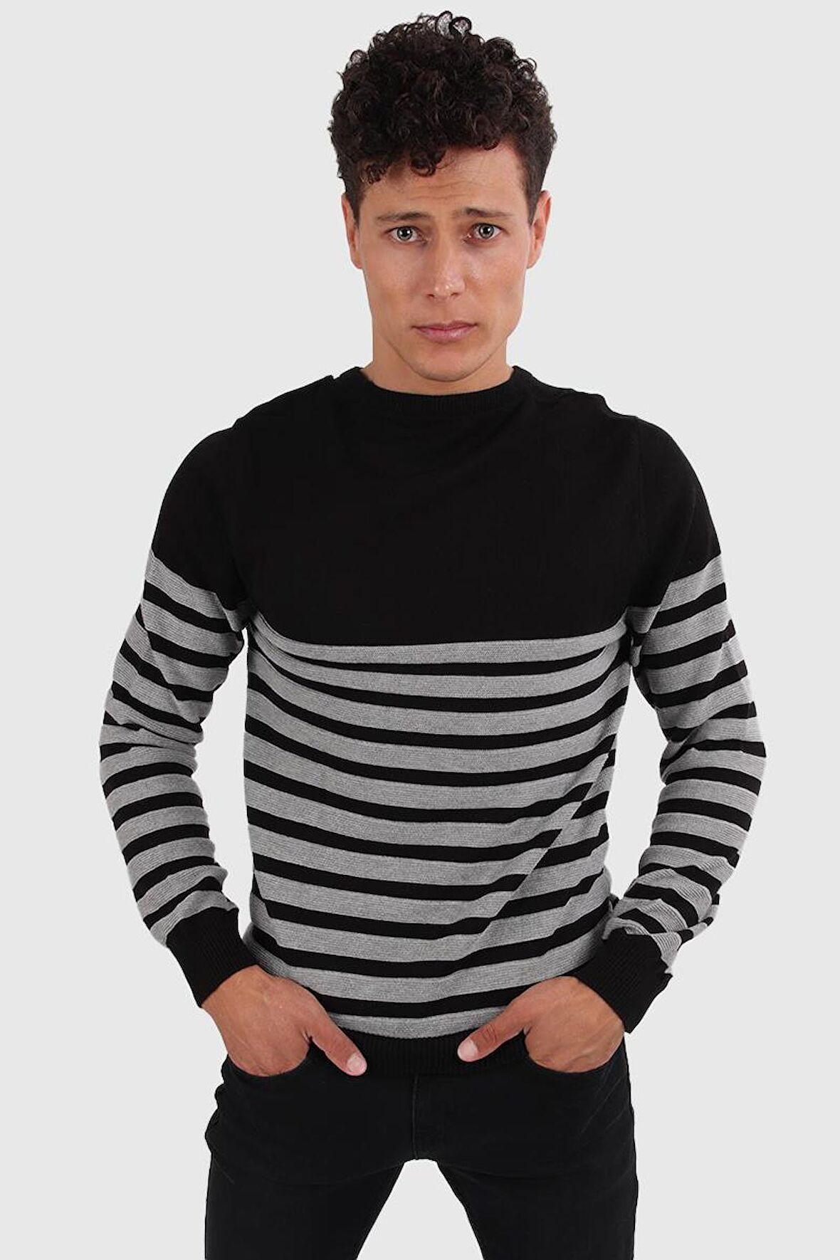 ALEXANDERGARDI ÇİZGİLİ BİSİKLET YAKA KAZAK (E20-510101)