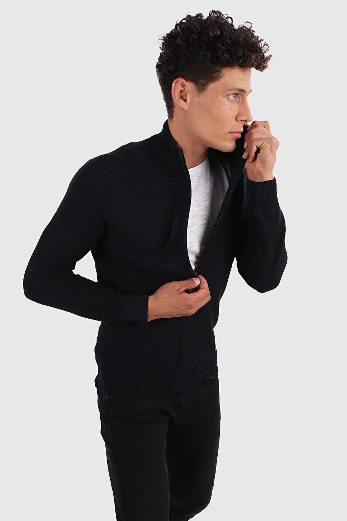ALEXANDERGARDI FERMUARLI REGULAR FİT TRİKO HIRKA (E20-5111)