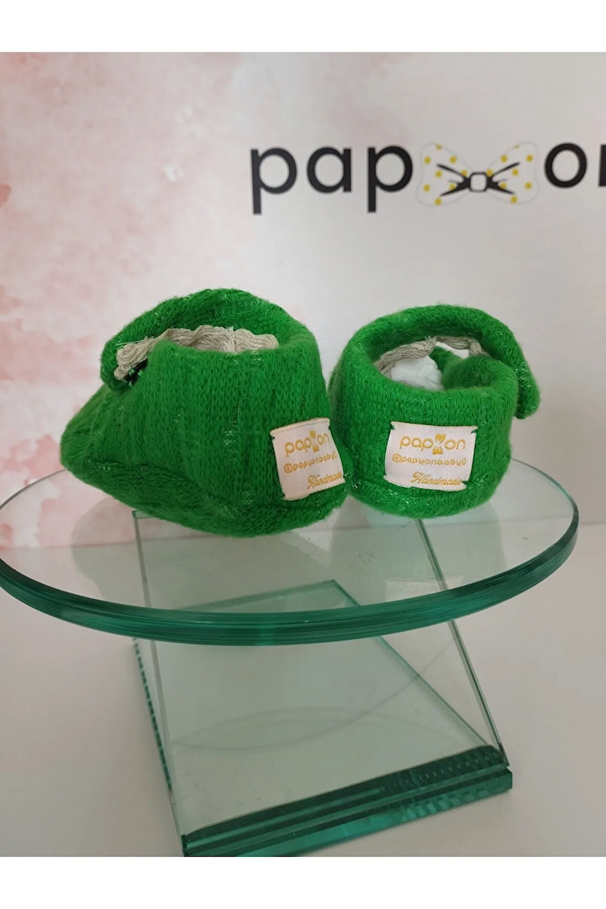 Örgü Bebek Patik - Yeşil - Organik & El Yapımı
