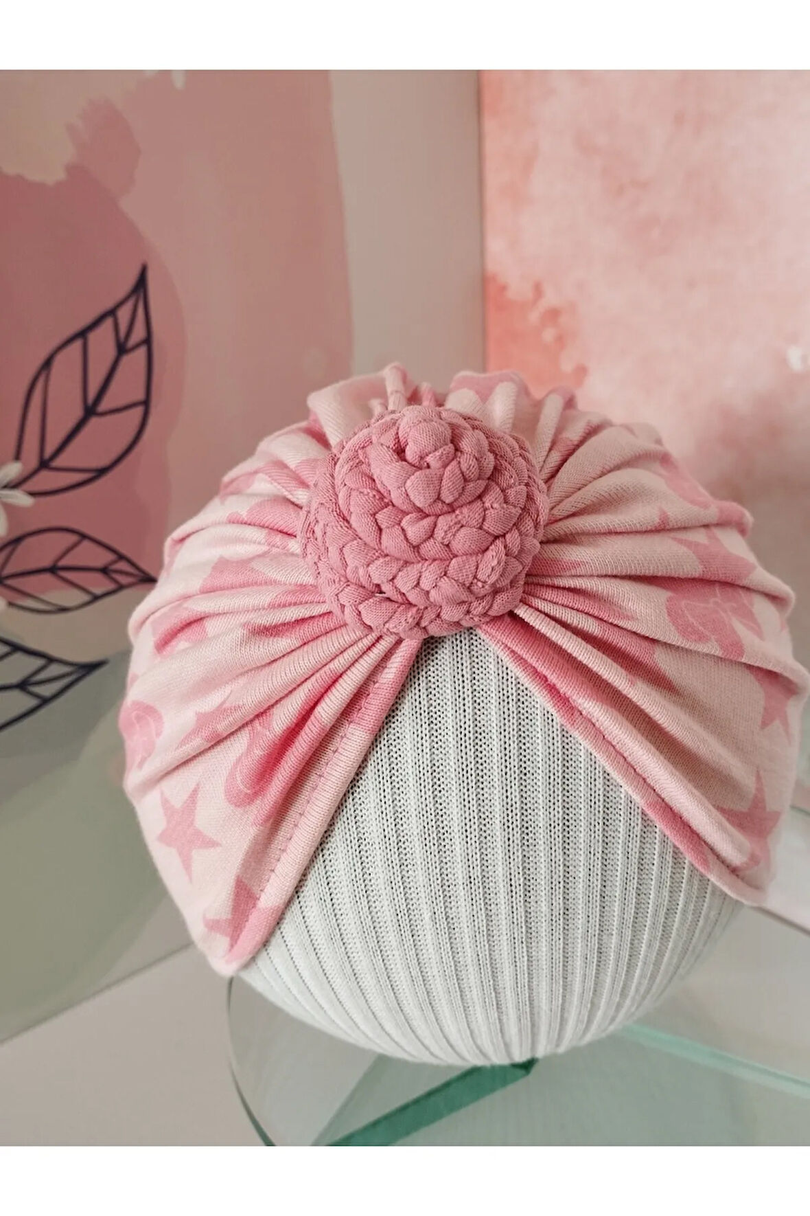 Çiçek Bone - Pembe - Organik & El Yapımı