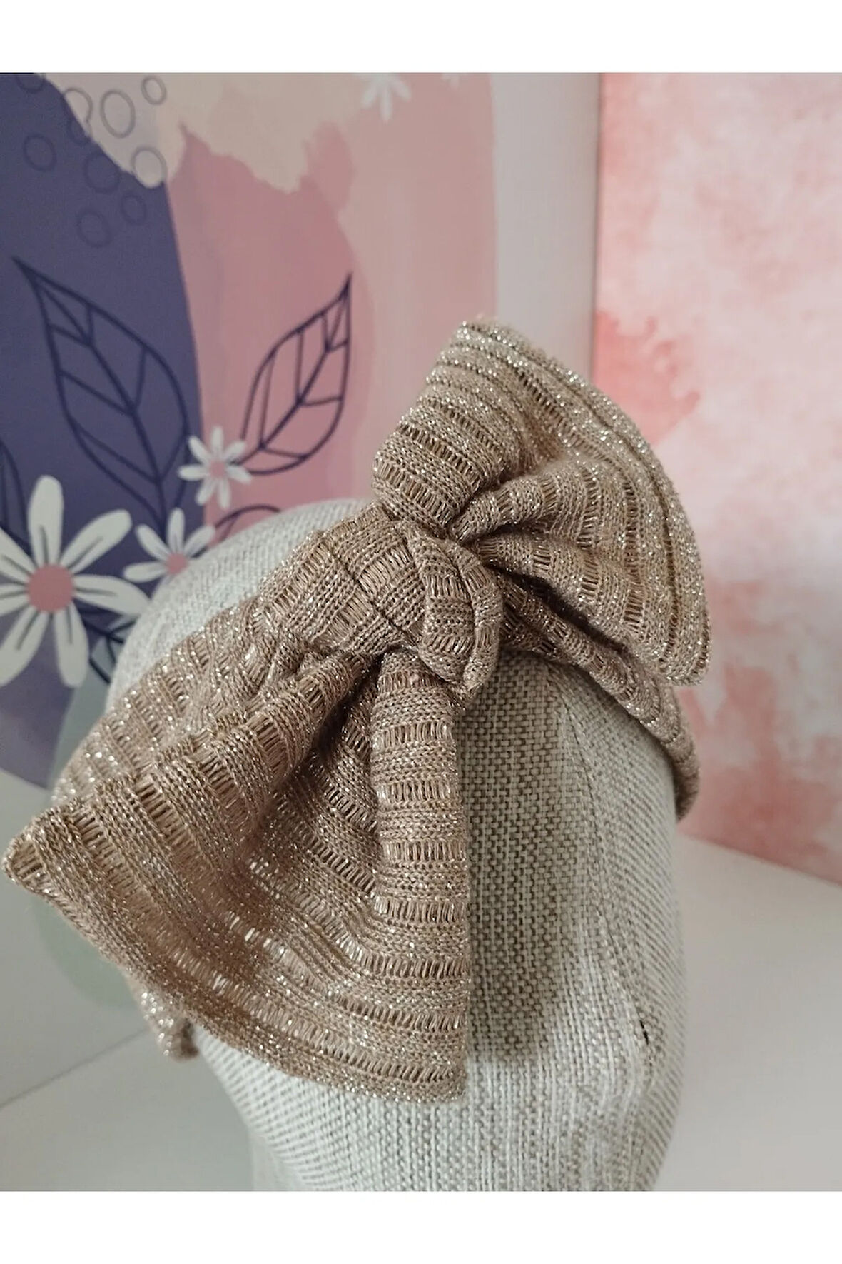 Örgü Fiyonk Saç Bandı - Kahverengi - Organik & El Yapımı