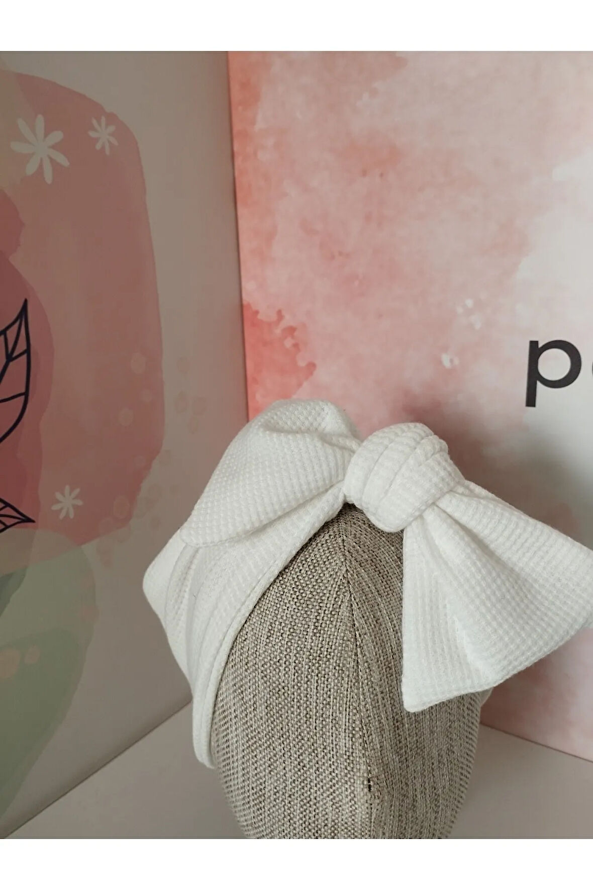 Örgü Fiyonk Saç Bandı - Beyaz - Organik & El Yapımı