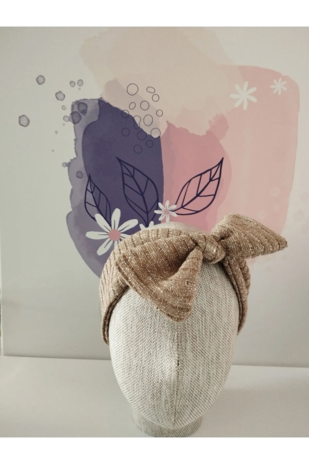 Örgü Fiyonk Saç Bandı - Kahverengi - Organik & El Yapımı