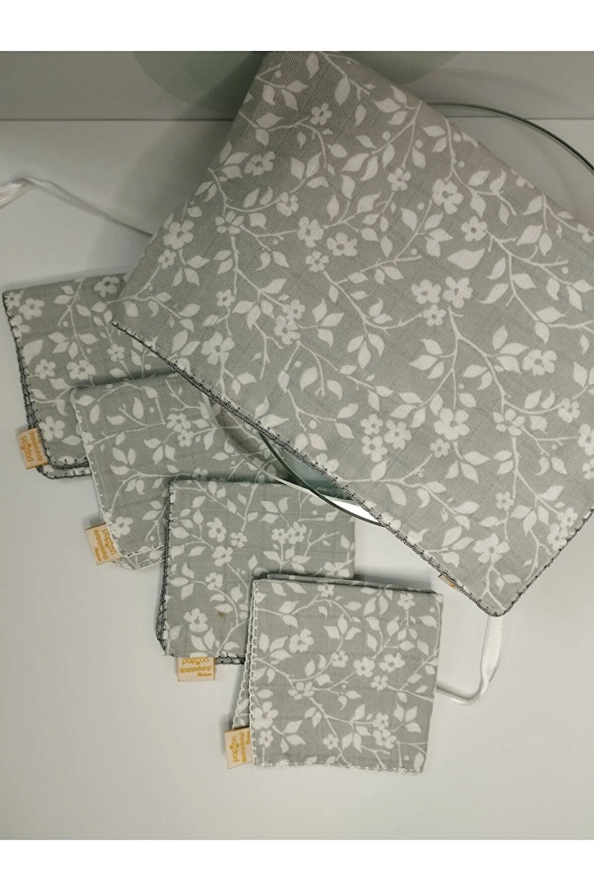 5'li Ağız Bezi Seti - Gri - Organik & El Yapımı