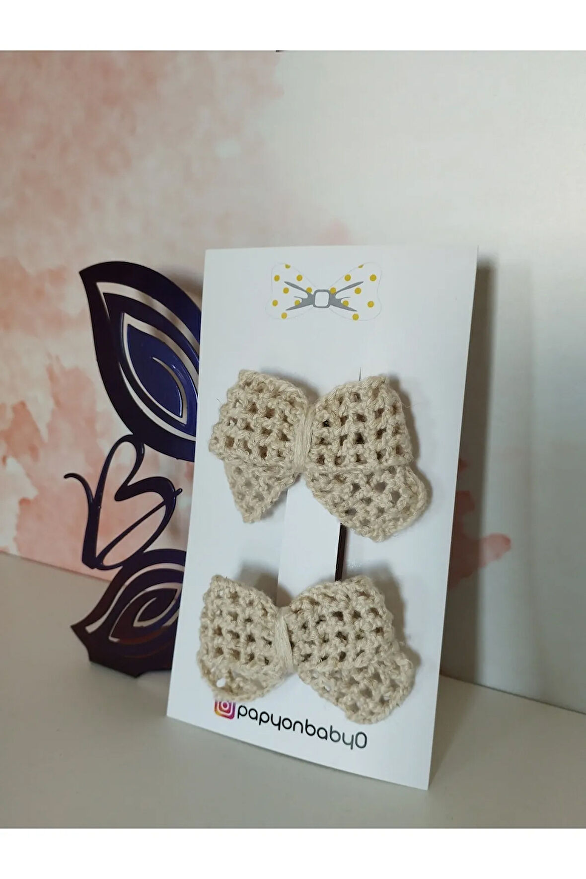 2'li Set Örgü Fiyonk Toka - Camel - Organik & El Yapımı