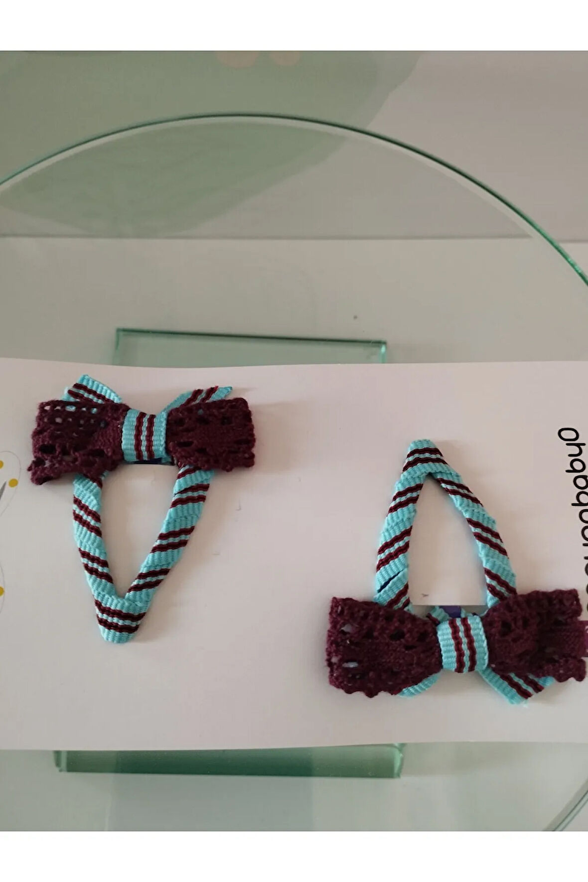 Örgü Fiyonk Çıt Çıt Toka - Mavi & Kahverengi - Organik & El Yapımı