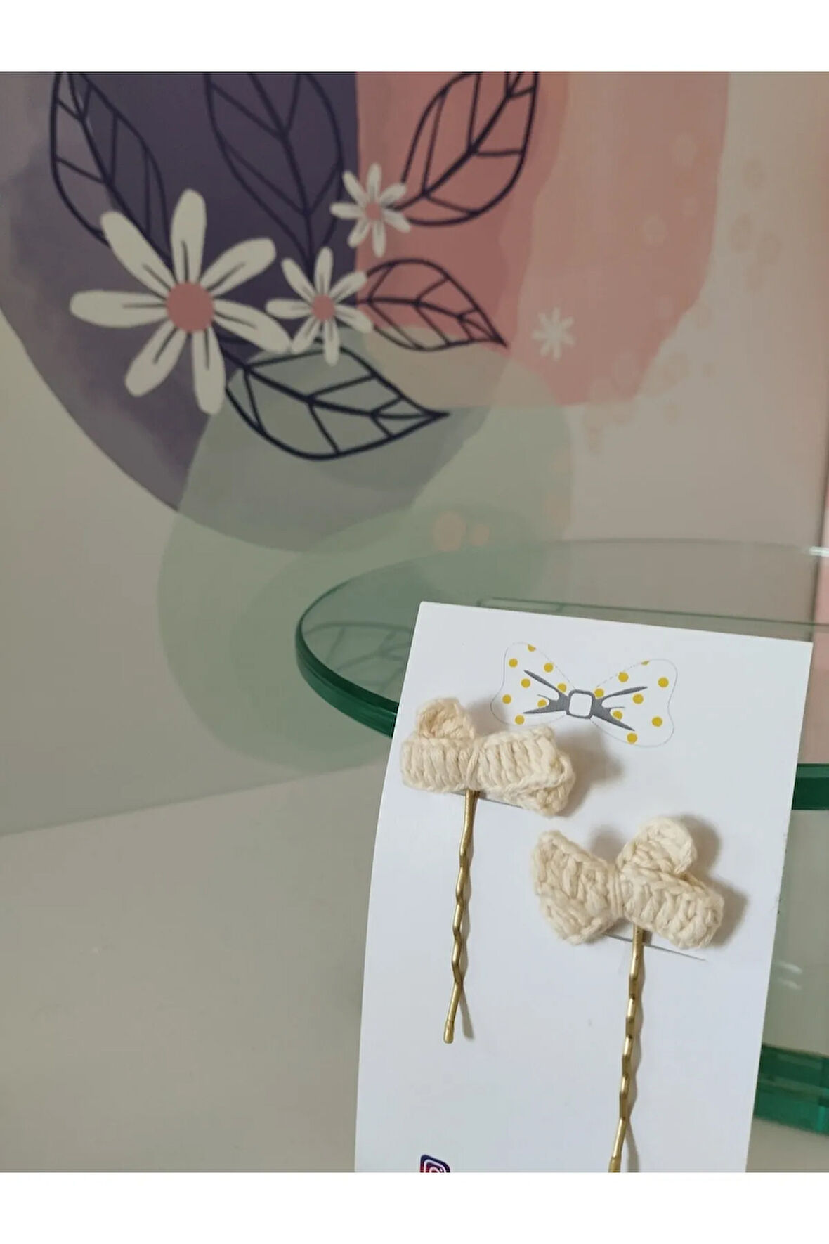 Örgü Fiyonk Tel Toka - Krem - Organik & El Yapımı