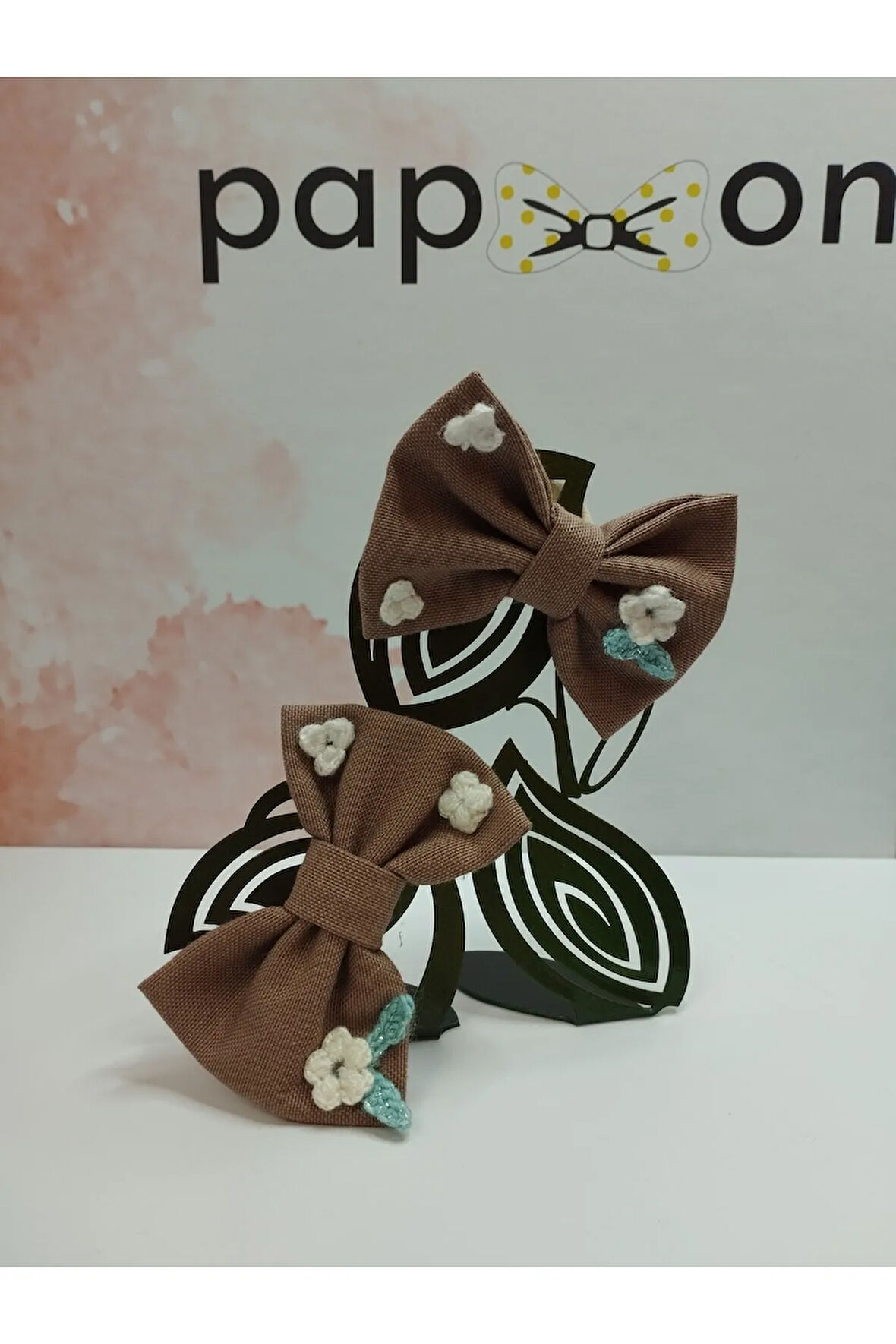 2'li Set Fiyonk Toka - Kahverengi - Organik & El Yapımı