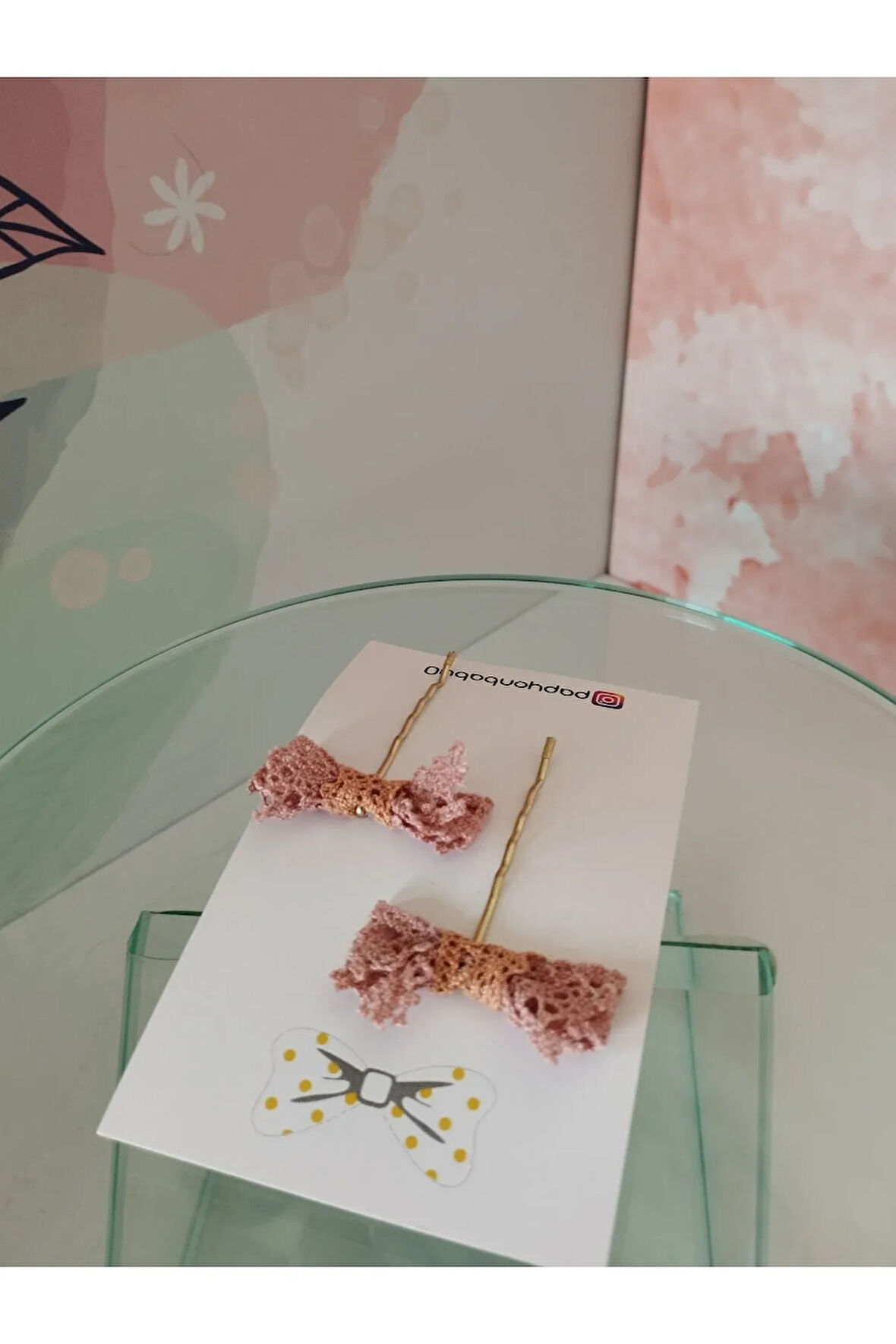 Örgü Fiyonk Toka - Pembe - Organik & El Yapımı