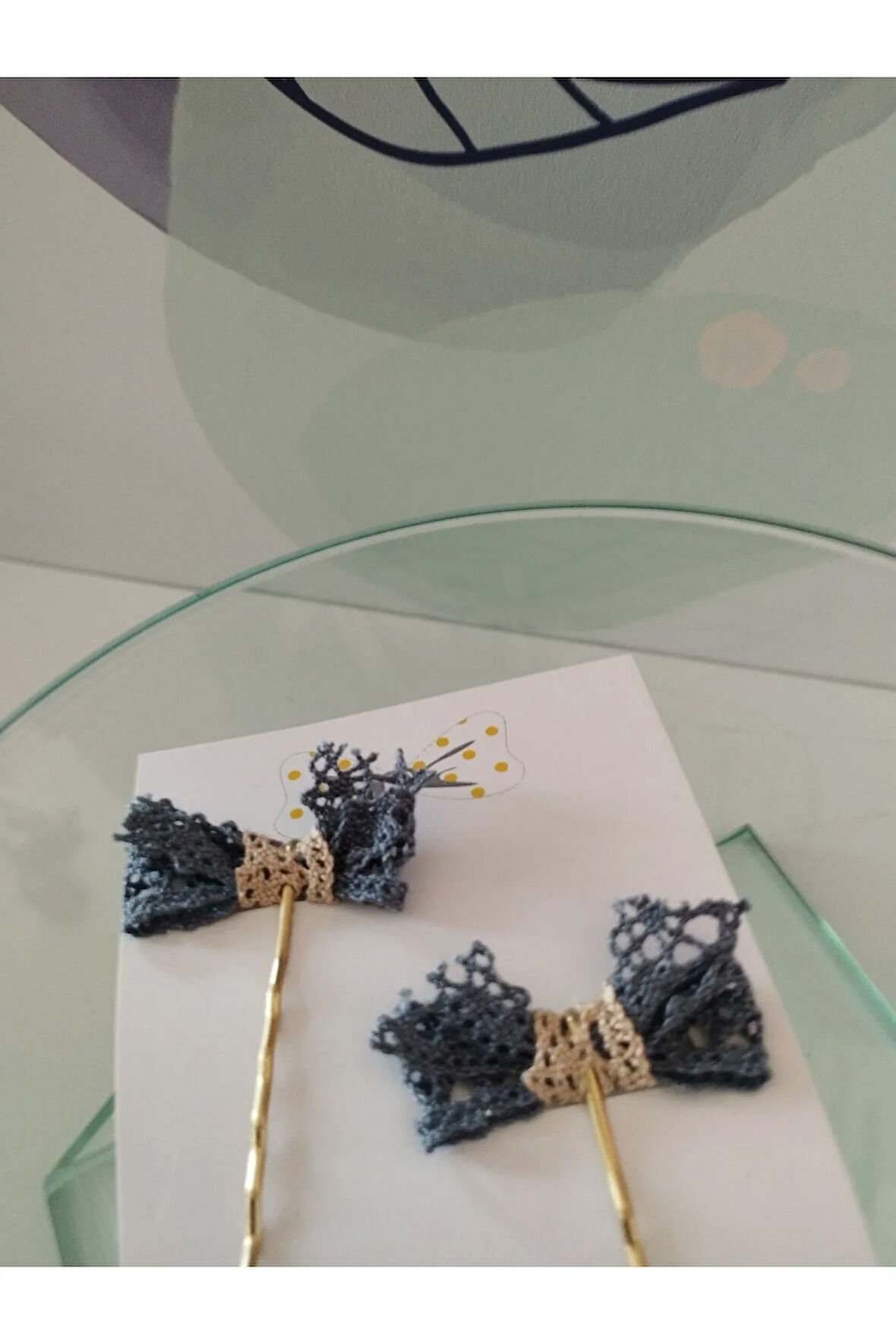 Örgü Fiyonk Toka - Lacivert - Organik & El Yapımı