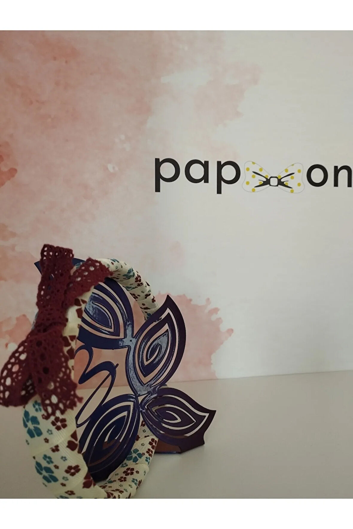 Örgü Fiyonk Taç - Bordo - Organik & El Yapımı