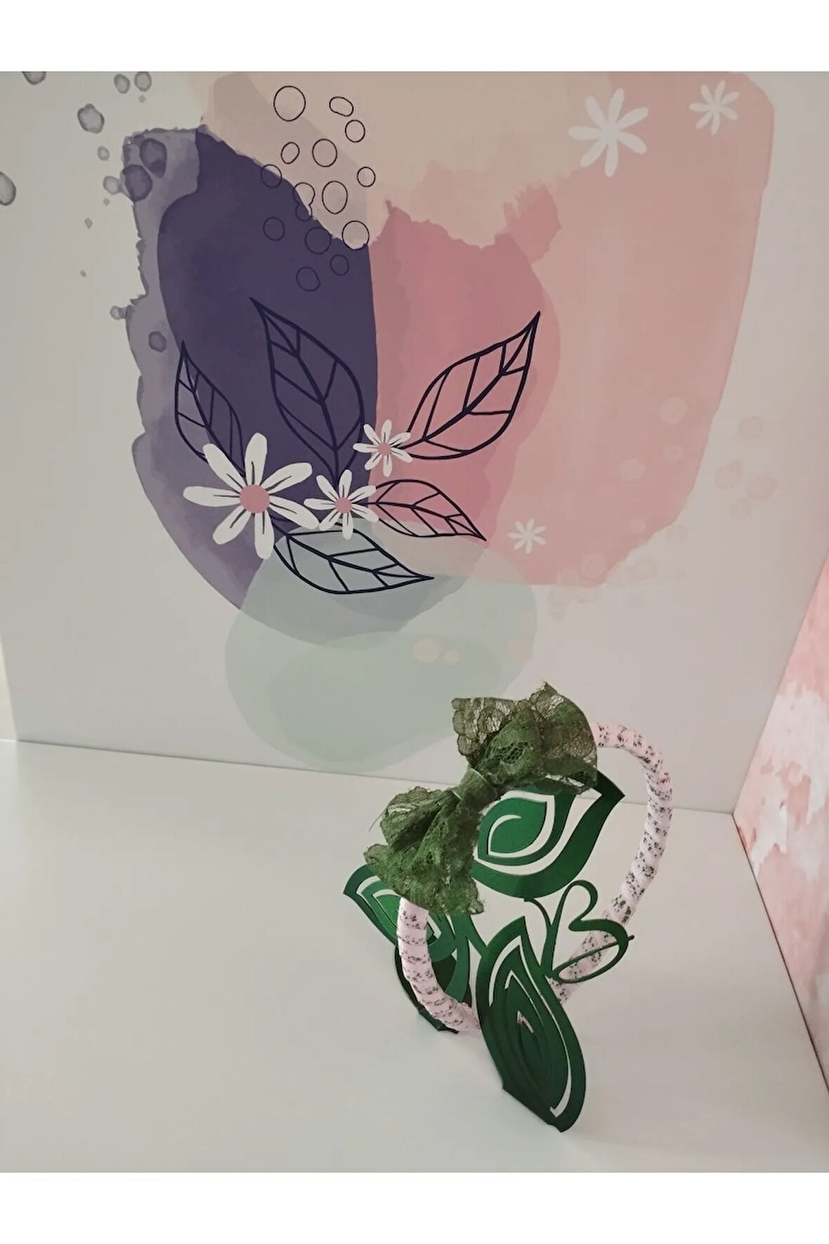 Tül Fiyonk Taç - Yeşil - Organik & El Yapımı