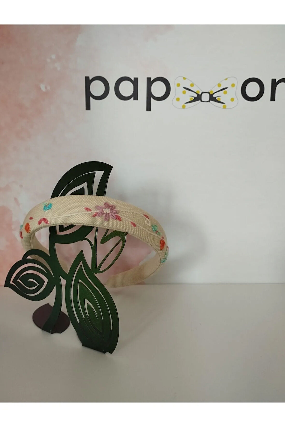 Çiçek Motifli Taç - Camel - Organik & El Yapımı