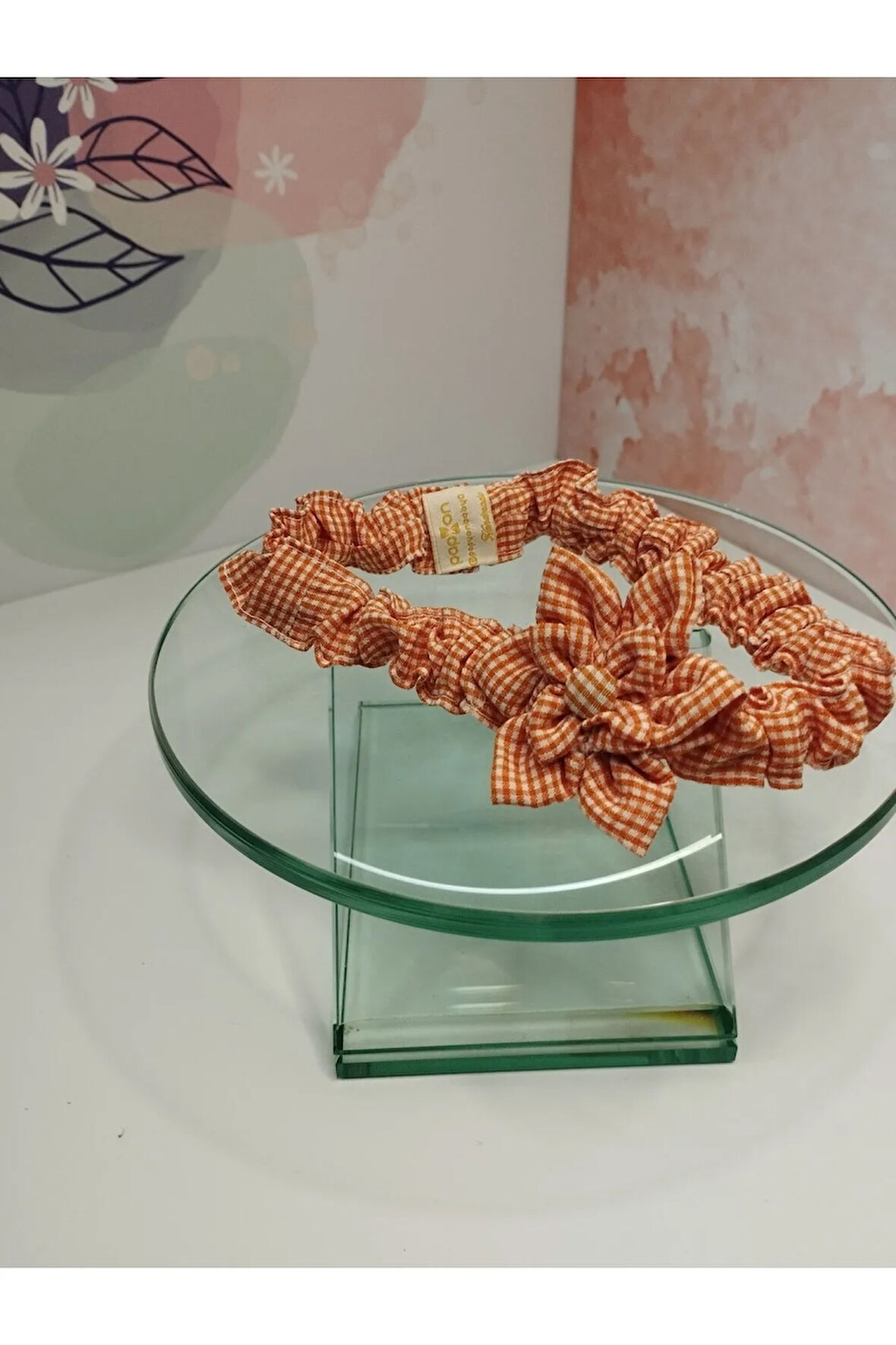 Çiçek Motifli Saç Bandı - Turuncu - Organik & El Yapımı