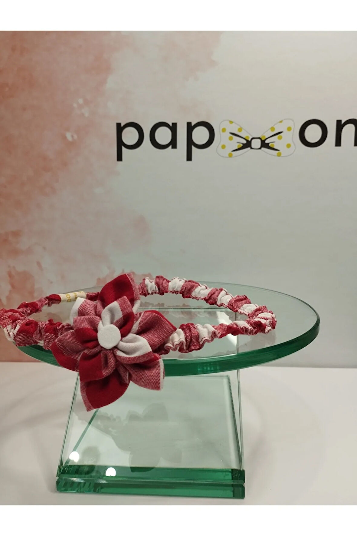 Çiçek Motifli Saç Bandı - Kırmızı - Organik & El Yapımı