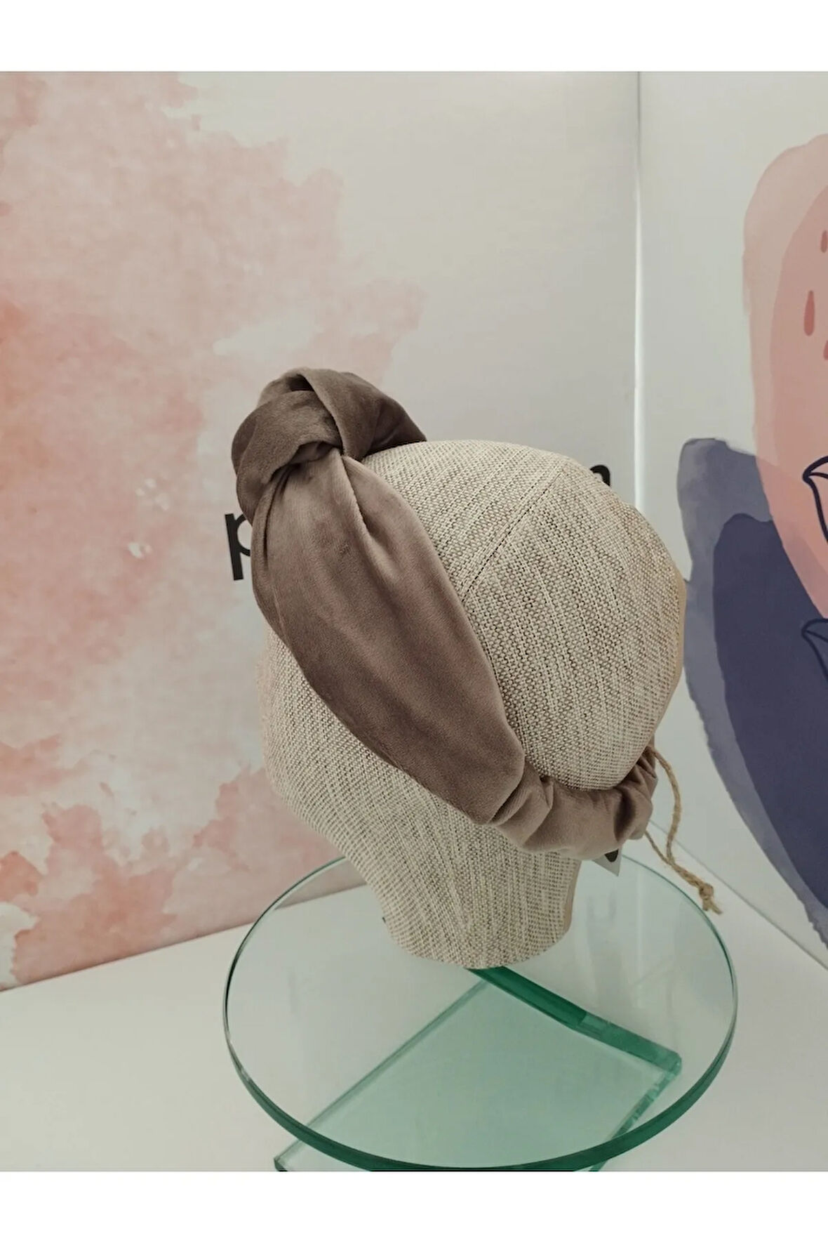 Gri Kadife Bandana - Gri - Organik & El Yapımı