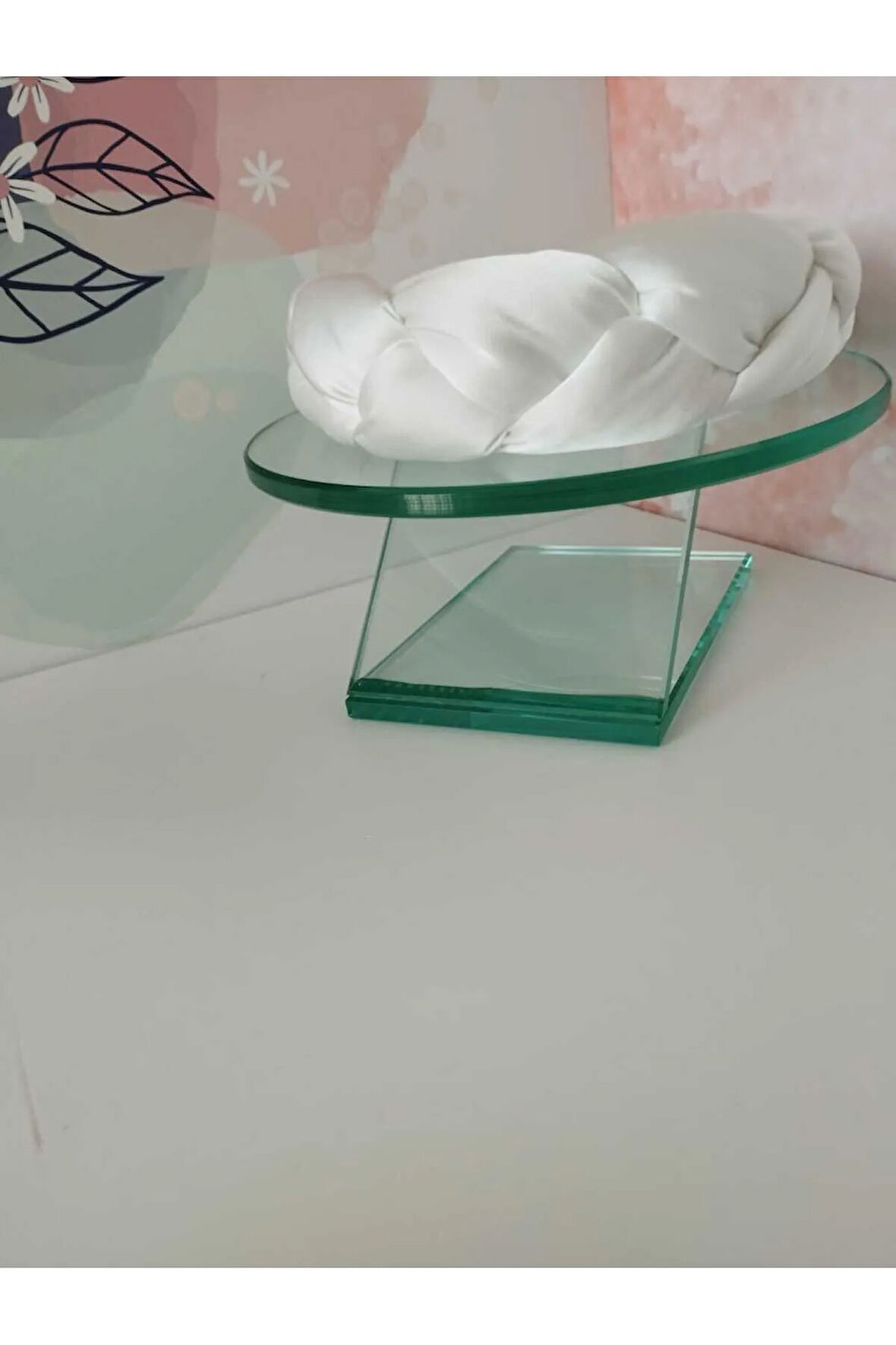 Saten Örgü Taç - Beyaz - Organik & El Yapımı