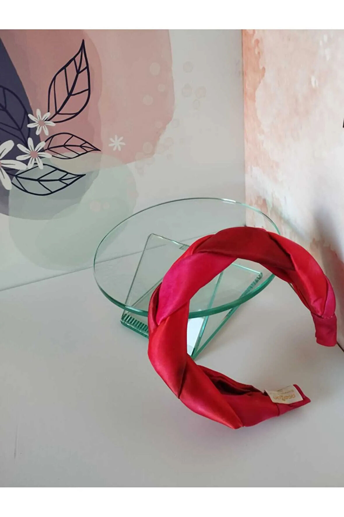 Saten Örgü Taç - Pembe - Organik & El Yapımı