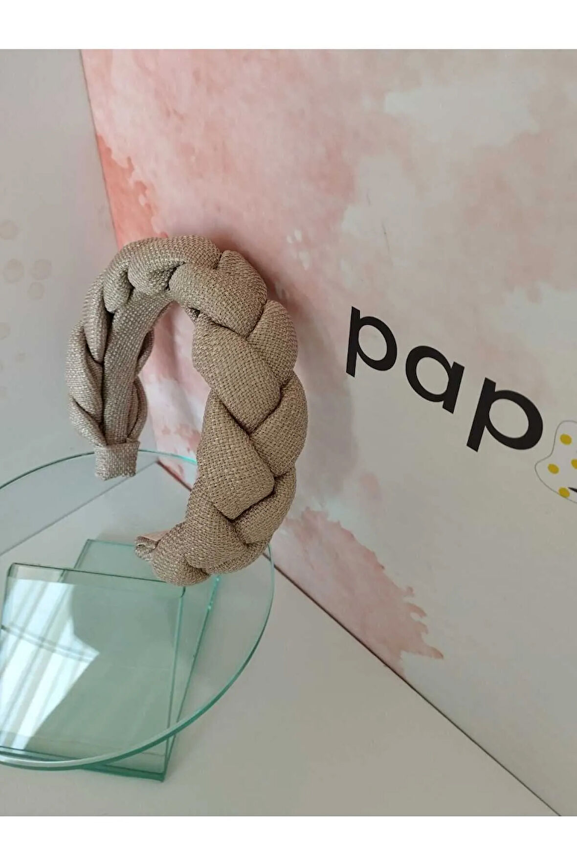 Örgü Taç - Sütlü Kahve - Organik & El Yapımı