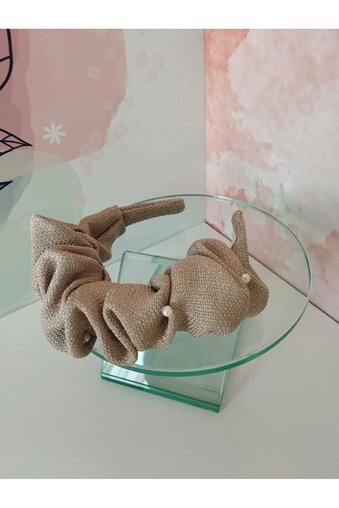 Örgü Fırfır Taç - Sütlü Kahve - Organik & El Yapımı