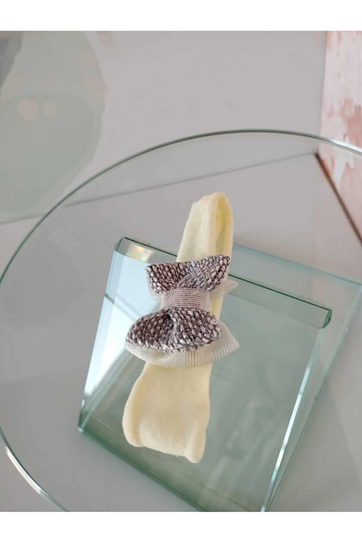 Bebek Fiyonk Saç Bandı - Gri - Organik & El Yapımı