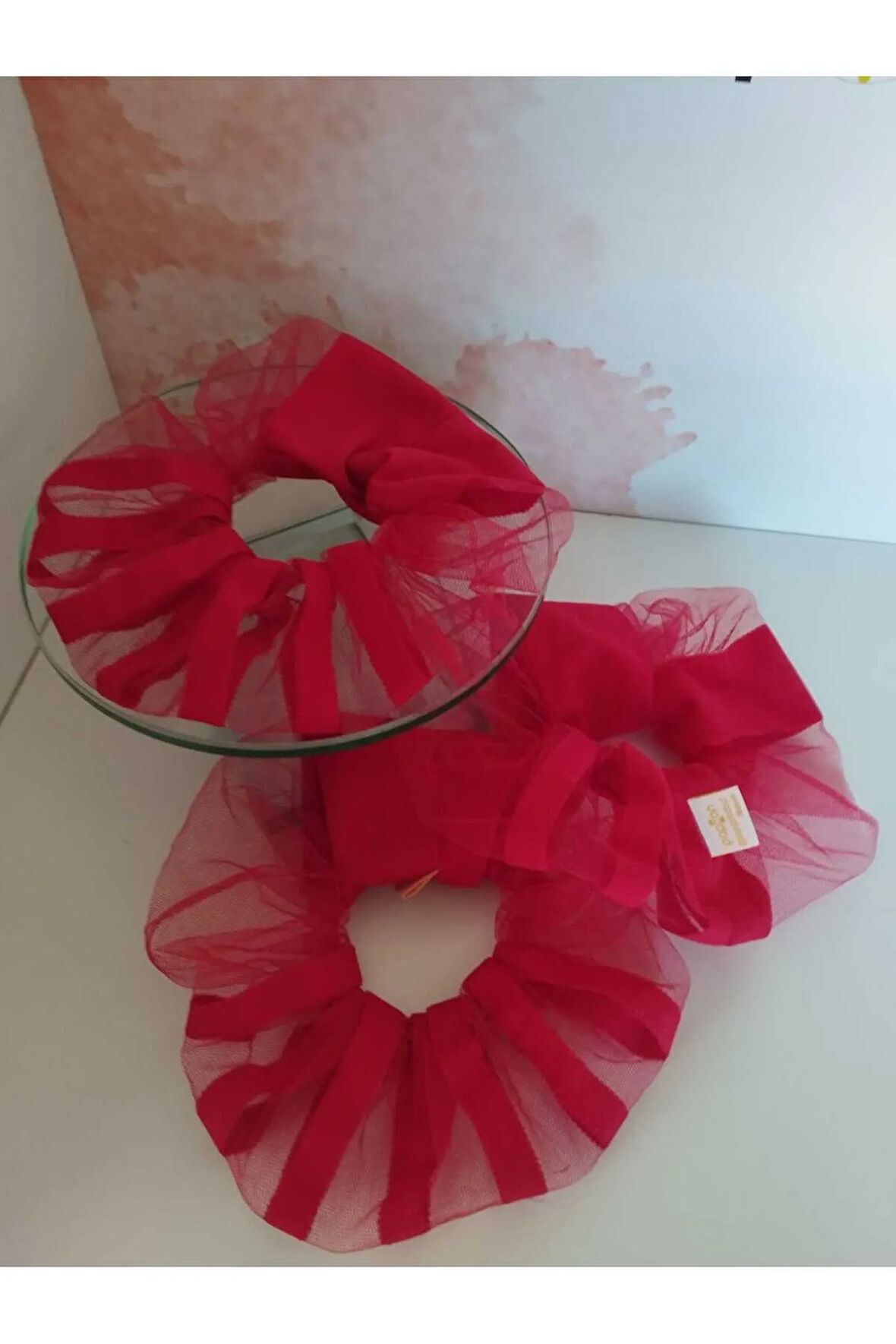 3'lü Set Tütü Toka - Kırmızı - Organik & El Yapımı