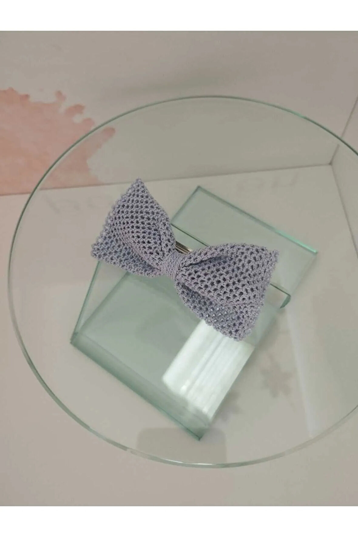 Örgü Fiyonk Toka - Mavi & Lila - Organik & El Yapımı