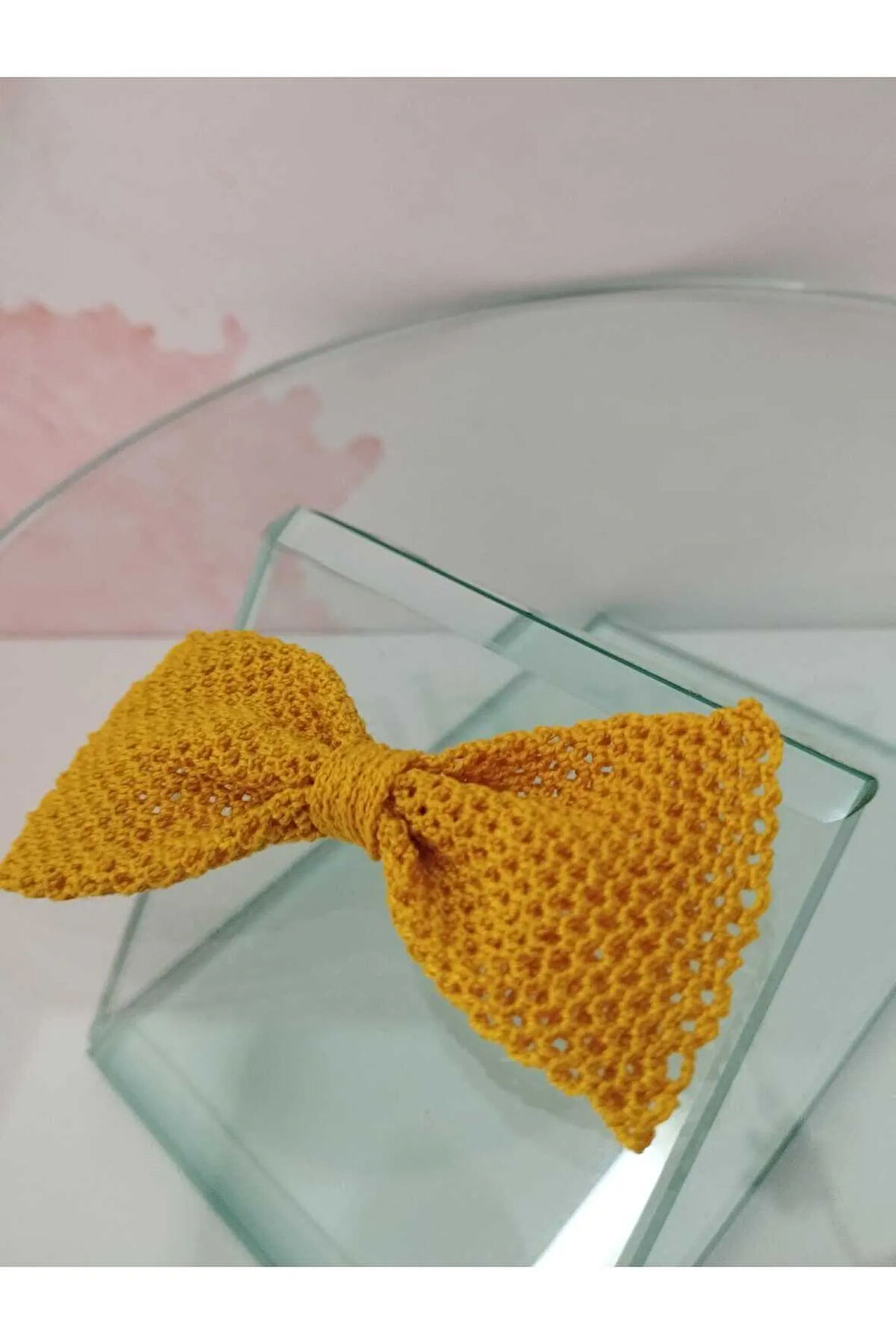 Örgü Fiyonk Toka - Hardal - Organik & El Yapımı