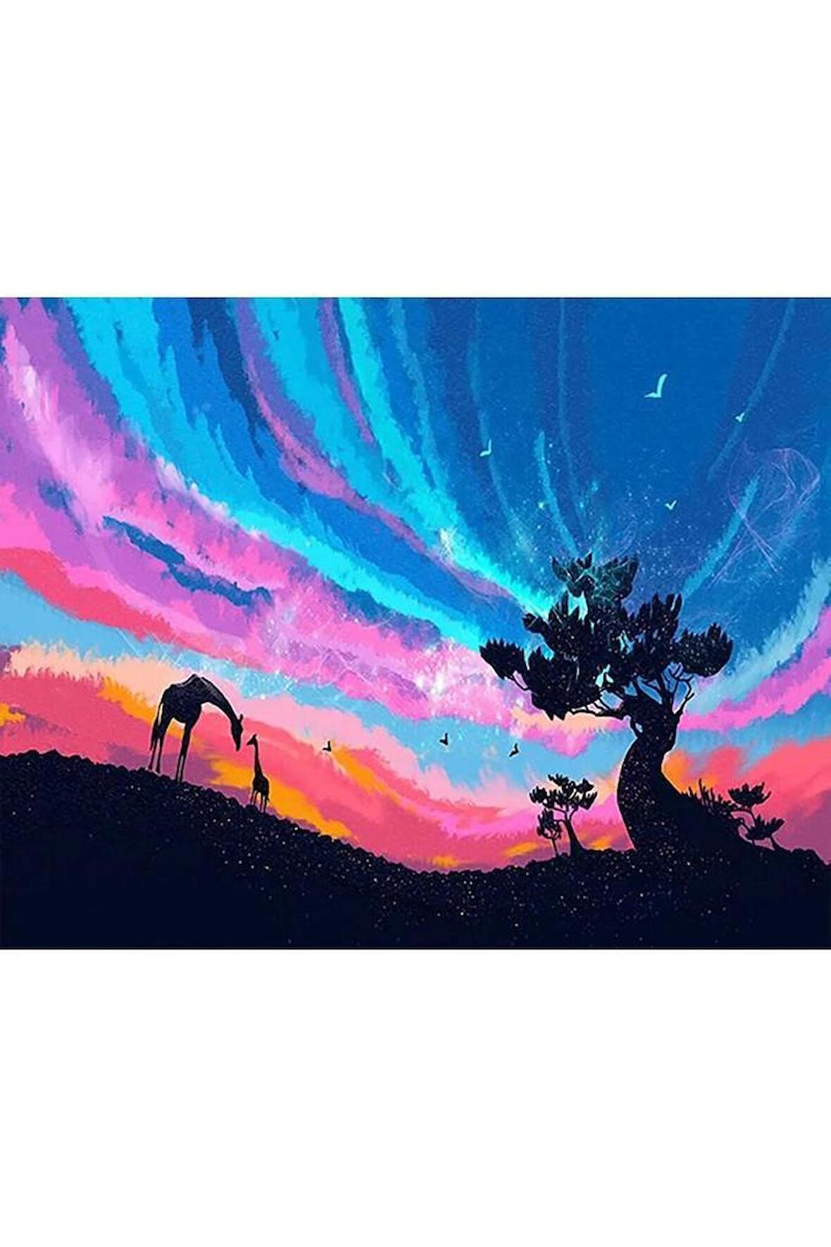 Movas Sanat Savana'da Bir Gece Elmas Mozaik Tablo / Mozaik Puzzle 65 x 50cm E20203741M