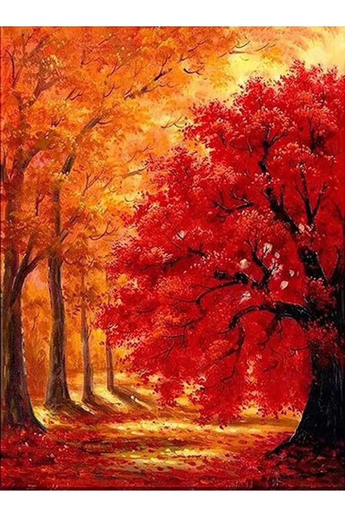 Movas Sanat Son Bahar'da Ağaçlar Elmas Mozaik Tablo / Mozaik Puzzle 45 x 60cm E20203759M