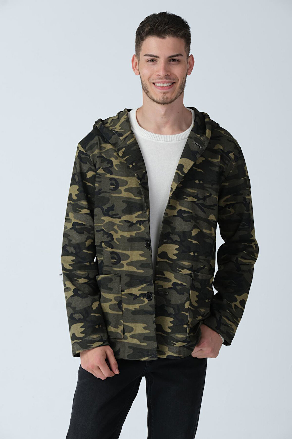 ALEXANDERGARDI KAMUFLAJ DESENLİ KAPÜŞONLU HIRKA (E21-60700)